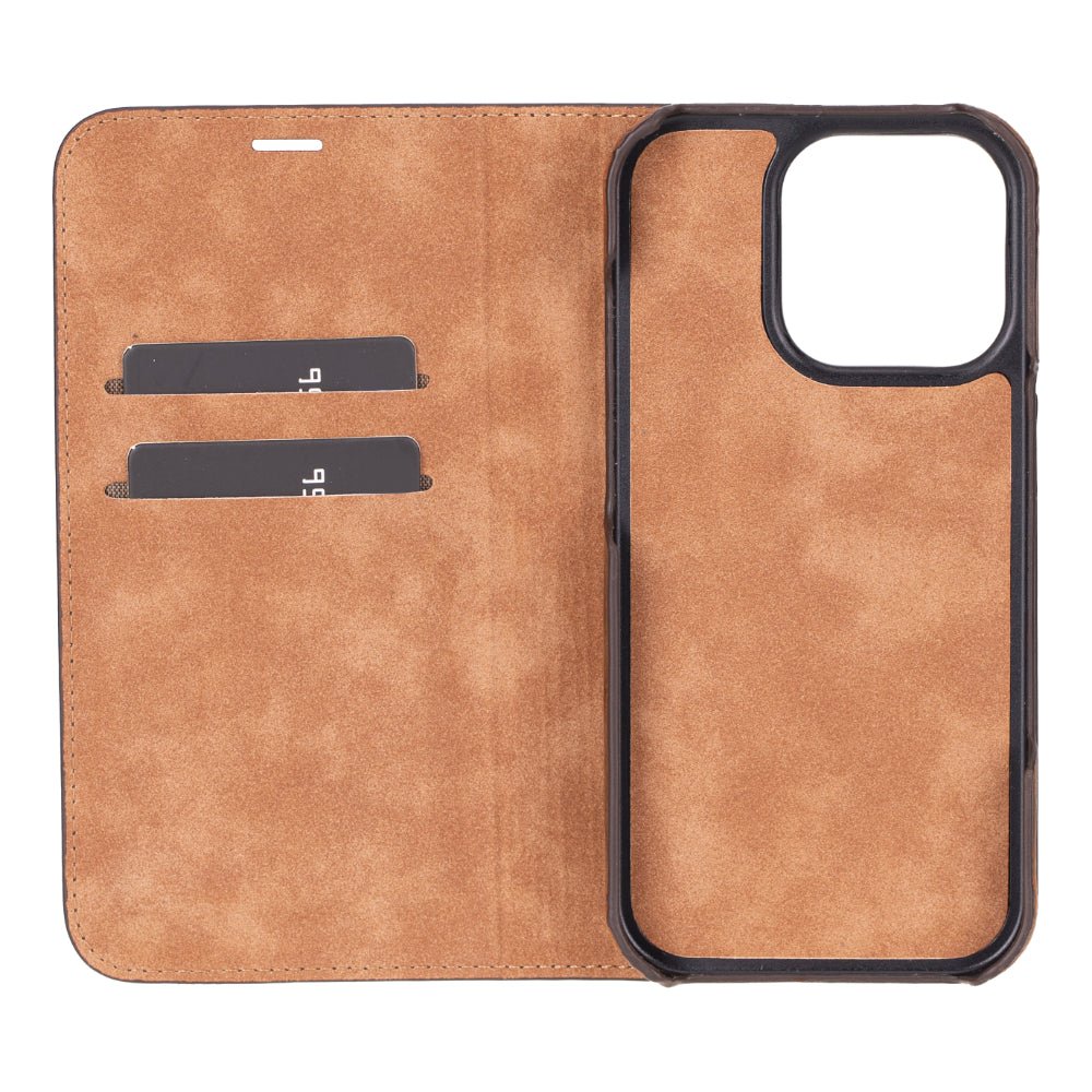 Decatur Leather iPhone 16 Pro Max Folio Case - Antic Brown - TORONATA