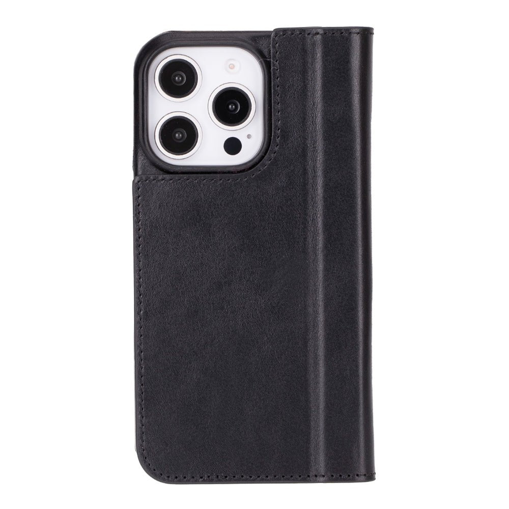 Decatur Leather iPhone 16 Pro Max Folio Case - Black - TORONATA