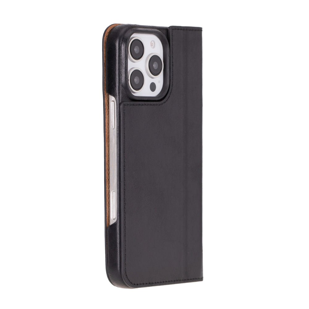 Decatur Leather iPhone 16 Pro Max Folio Case - Black - TORONATA