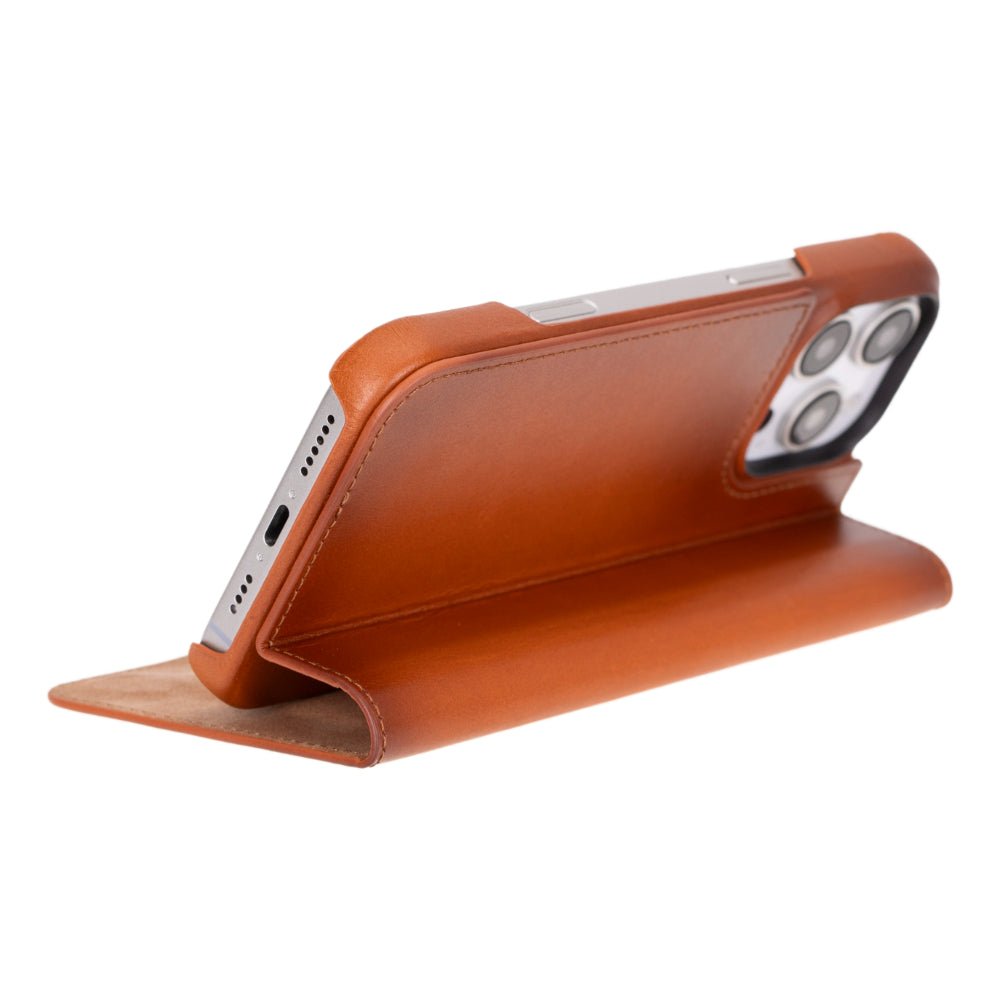 Decatur Leather iPhone 16 Pro Max Folio Case - Tan - TORONATA