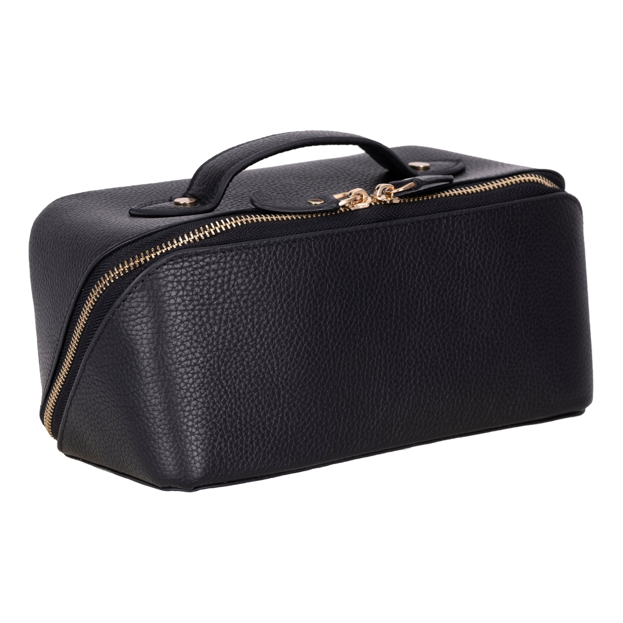 Haines Leather Cosmetic Bag – Stylish & Durable Makeup Bag for Travel - Black - TORONATA