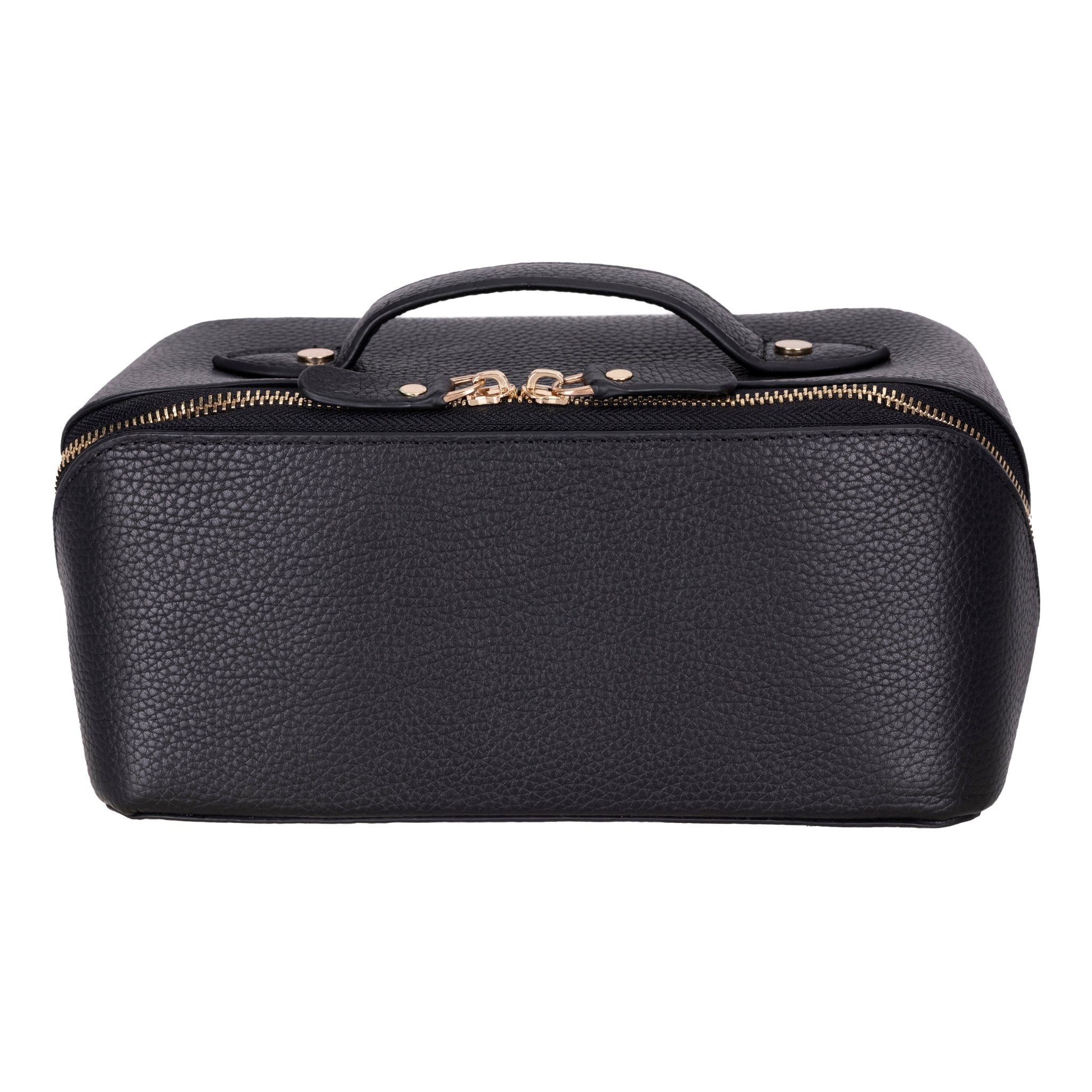 Haines Leather Cosmetic Bag – Stylish & Durable Makeup Bag for Travel - Black - TORONATA