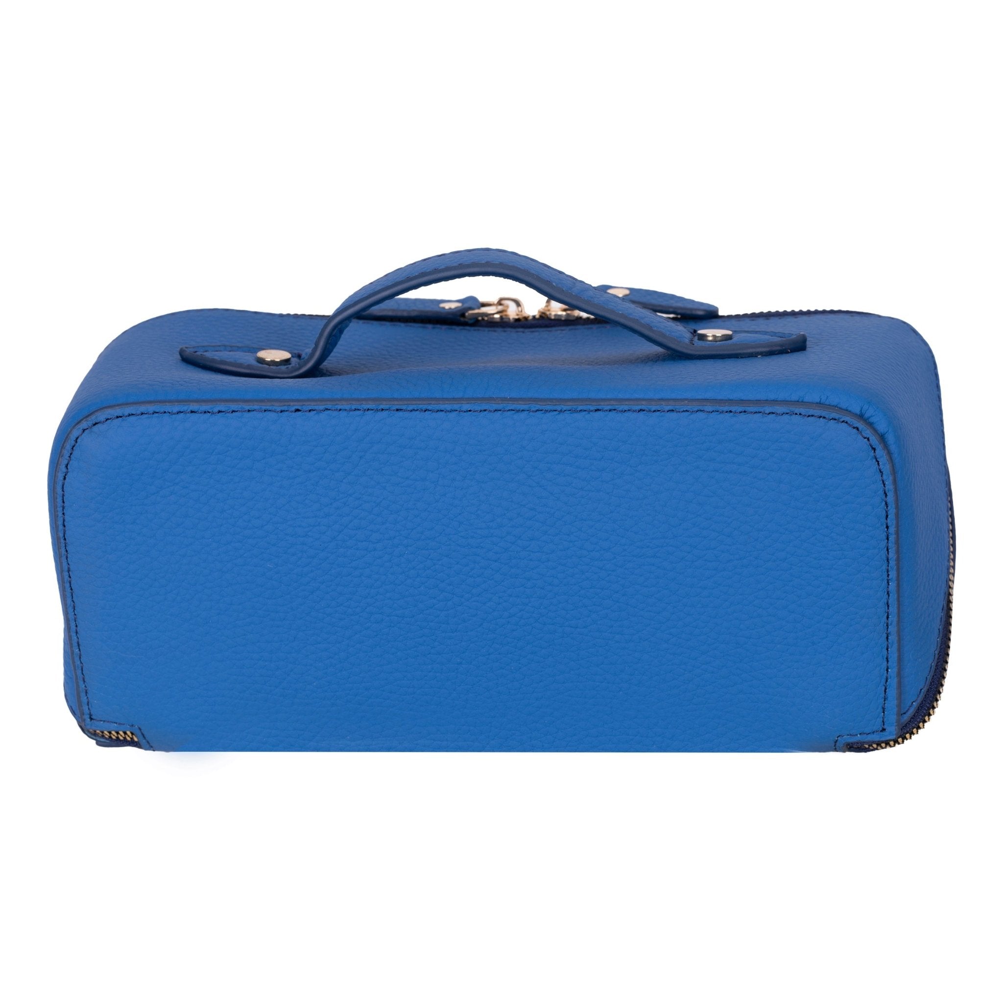 Haines Leather Cosmetic Bag – Stylish & Durable Makeup Bag for Travel - Blue - TORONATA