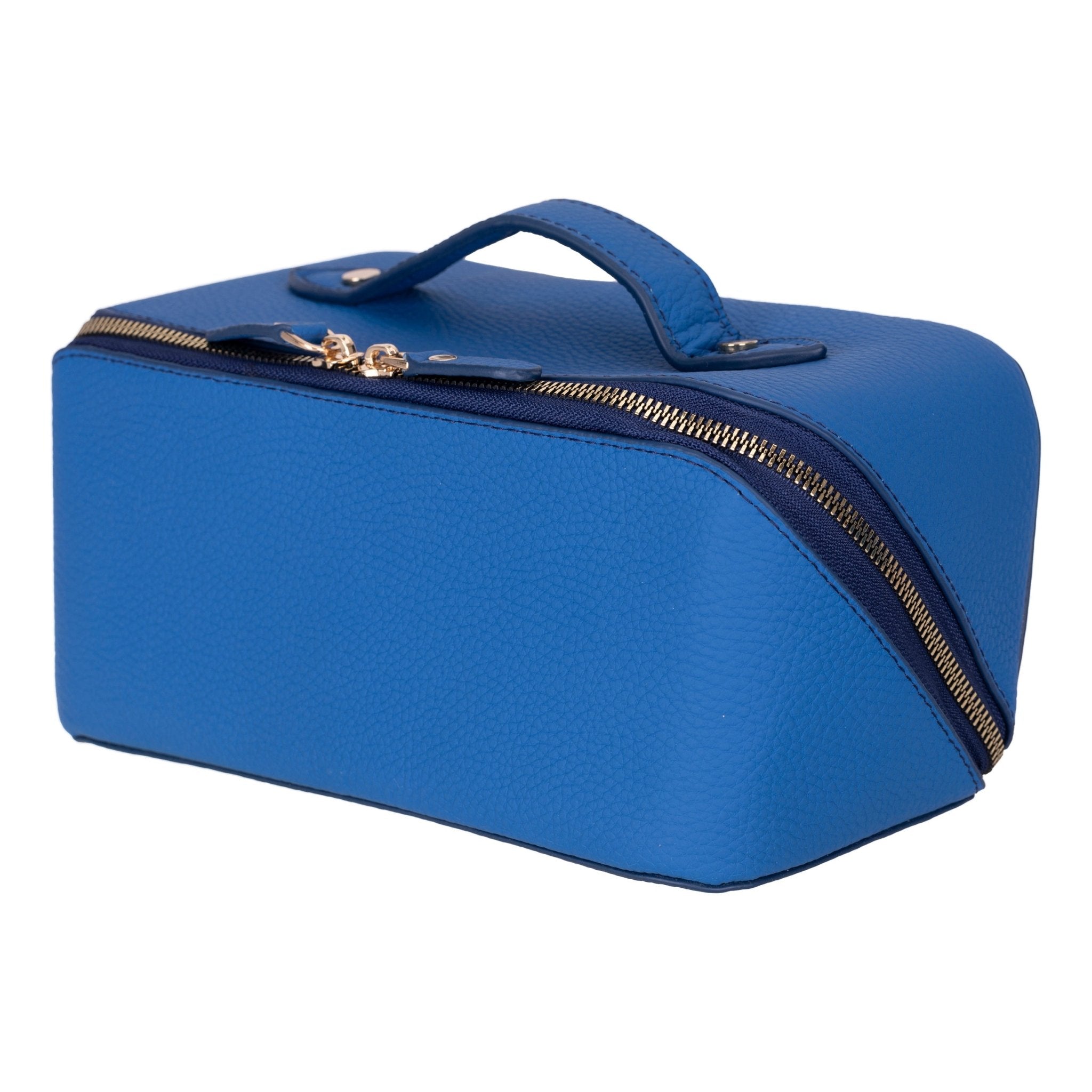 Haines Leather Cosmetic Bag – Stylish & Durable Makeup Bag for Travel - Blue - TORONATA