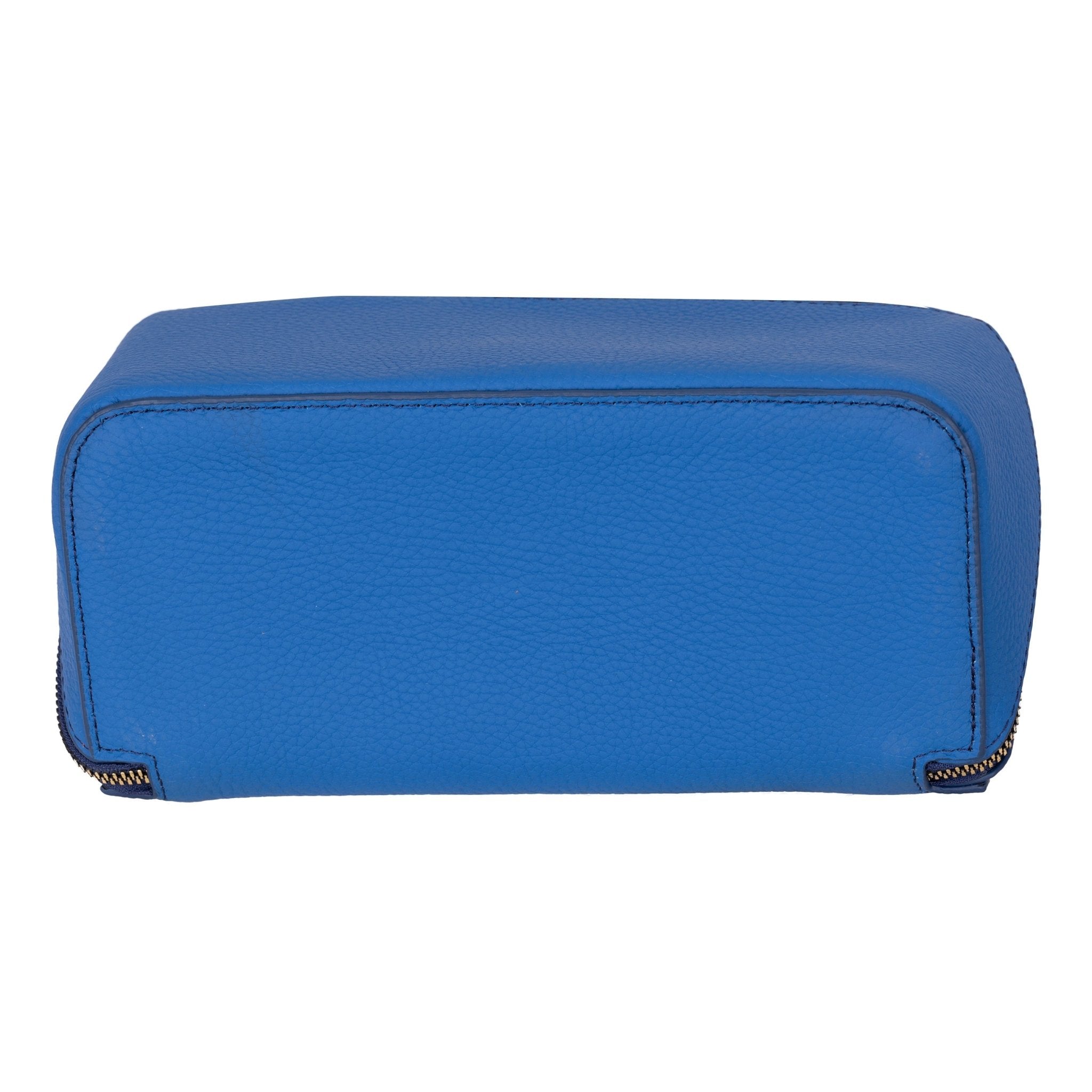 Haines Leather Cosmetic Bag – Stylish & Durable Makeup Bag for Travel - Blue - TORONATA