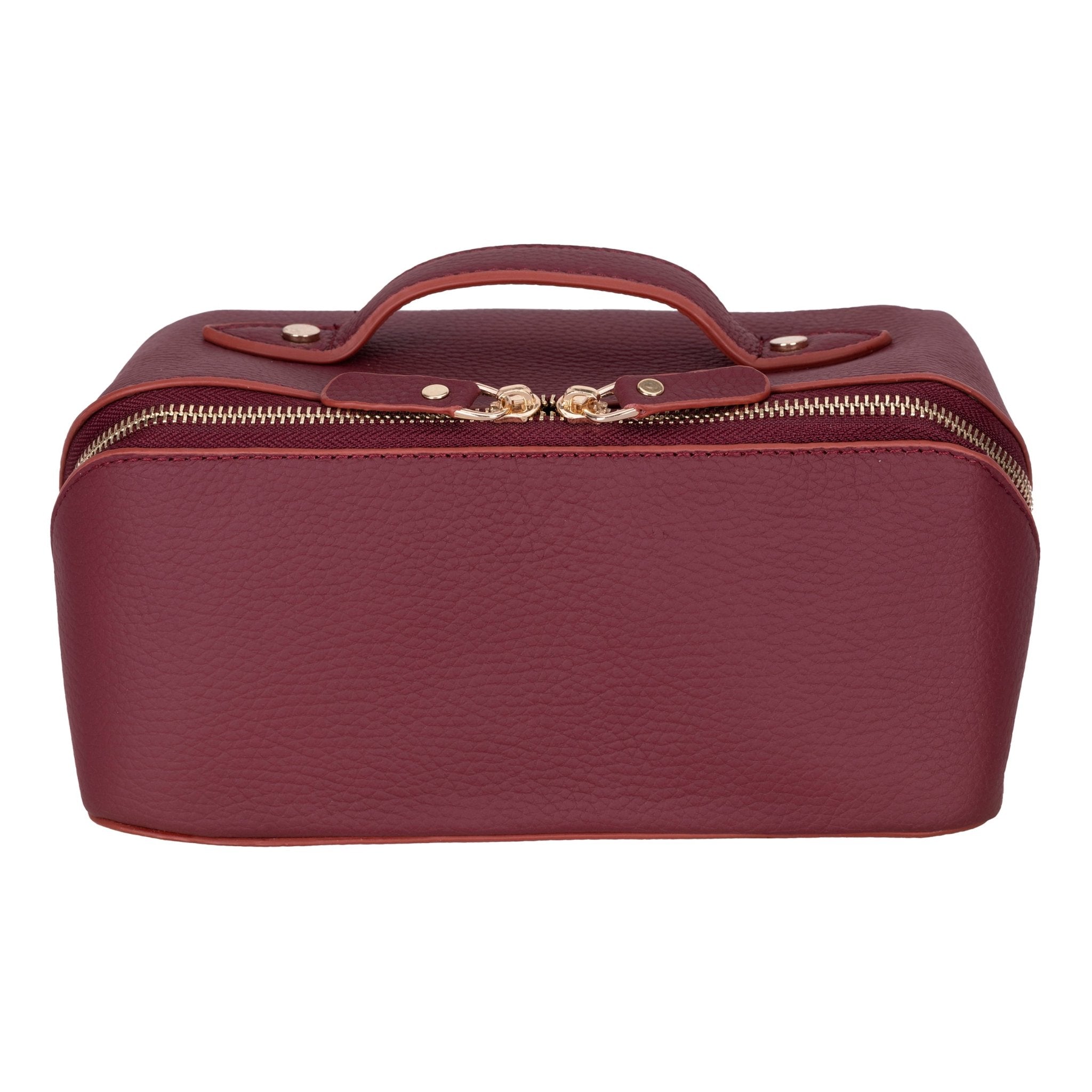 Haines Leather Cosmetic Bag – Stylish & Durable Makeup Bag for Travel - Bordeaux - TORONATA