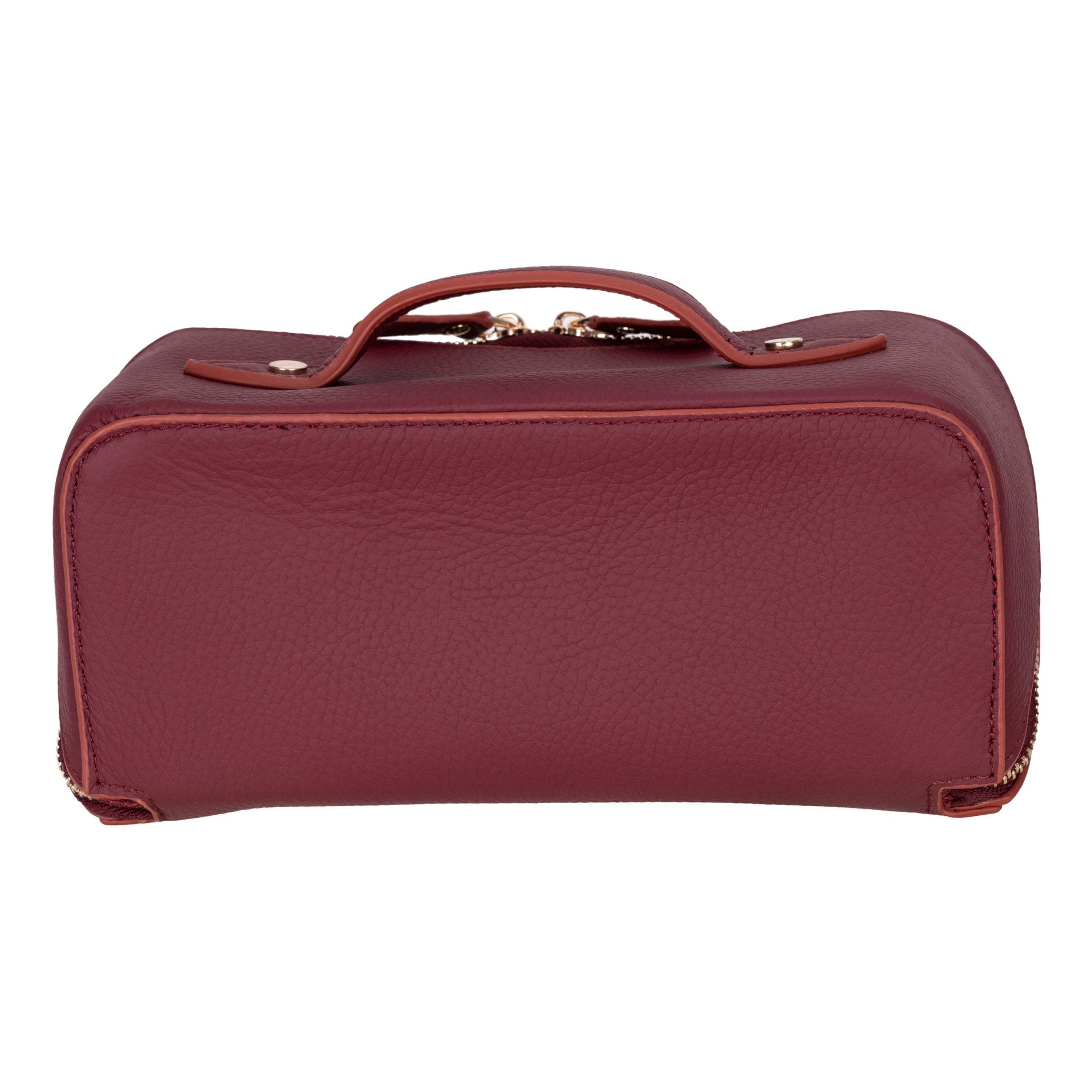 Haines Leather Cosmetic Bag – Stylish & Durable Makeup Bag for Travel - Bordeaux - TORONATA