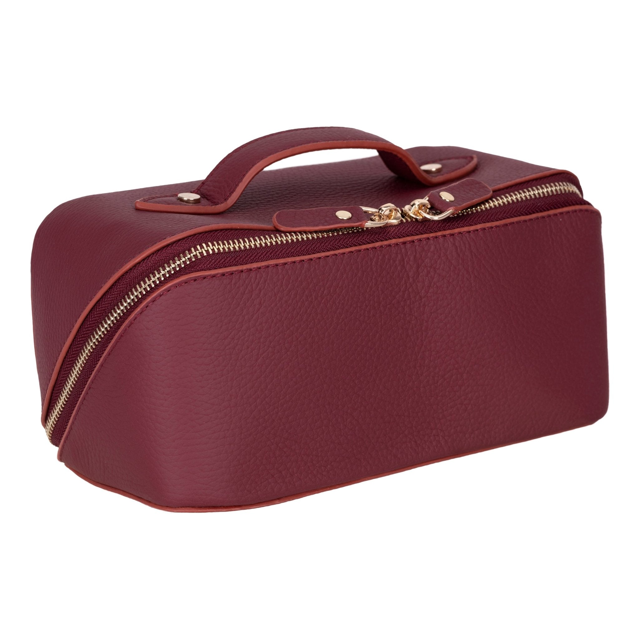 Haines Leather Cosmetic Bag – Stylish & Durable Makeup Bag for Travel - Bordeaux - TORONATA