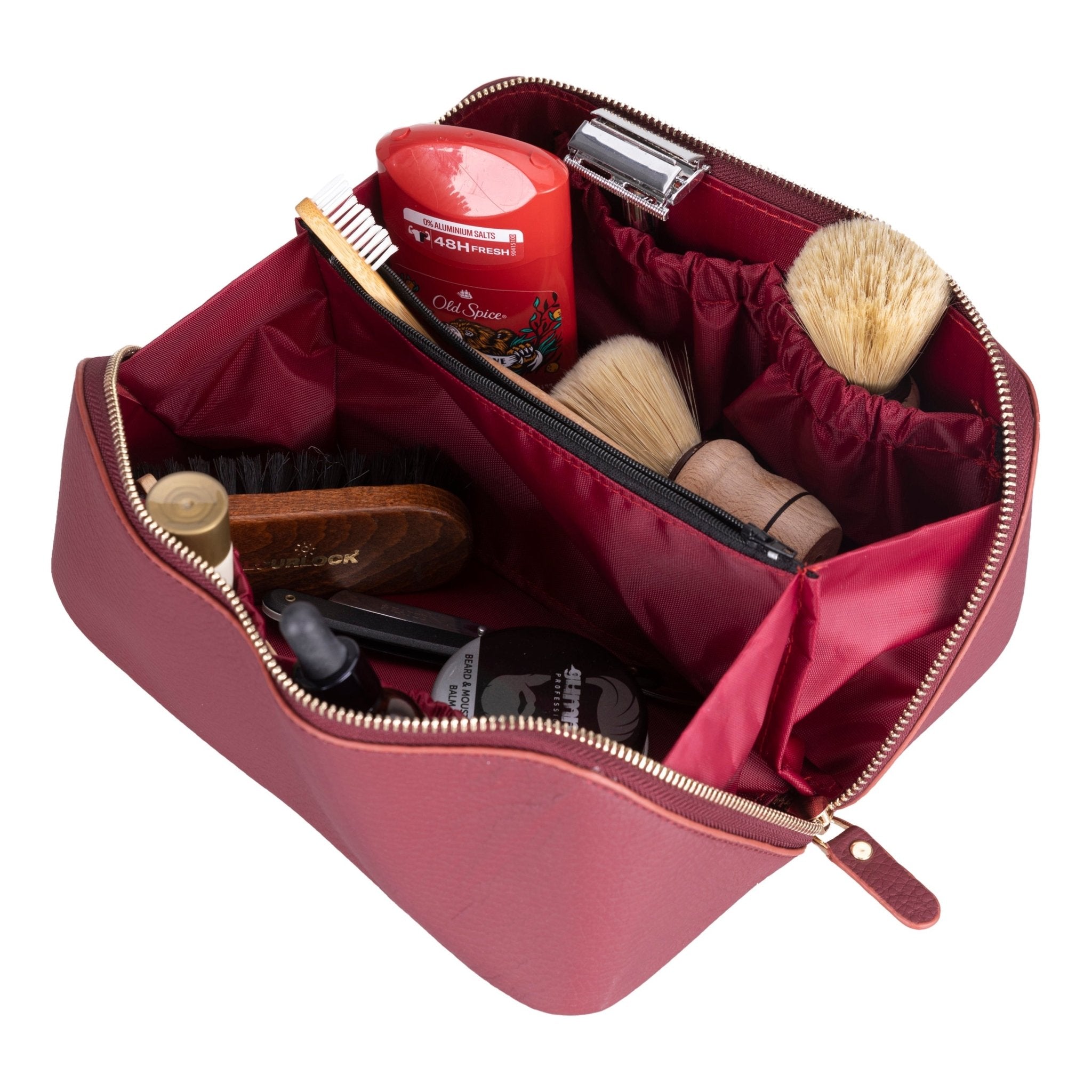 Haines Leather Cosmetic Bag – Stylish & Durable Makeup Bag for Travel - Bordeaux - TORONATA