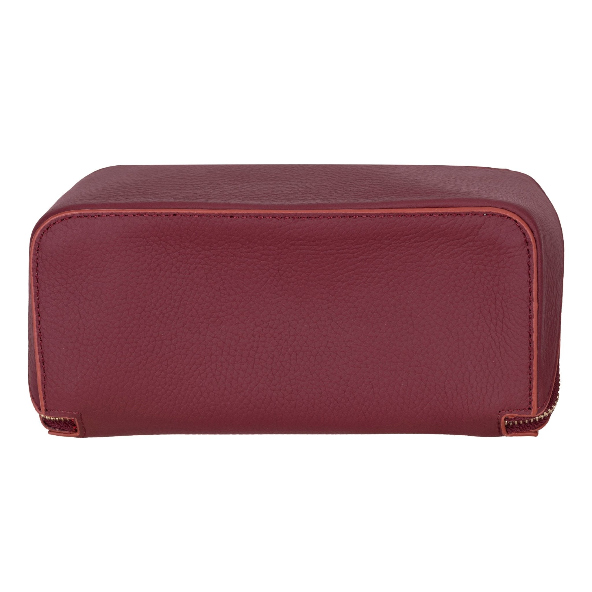 Haines Leather Cosmetic Bag – Stylish & Durable Makeup Bag for Travel - Bordeaux - TORONATA