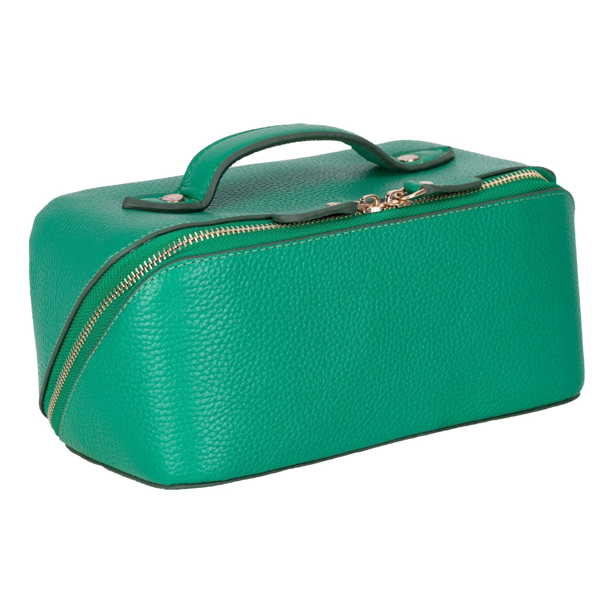 Haines Leather Cosmetic Bag – Stylish & Durable Makeup Bag for Travel - Green - TORONATA