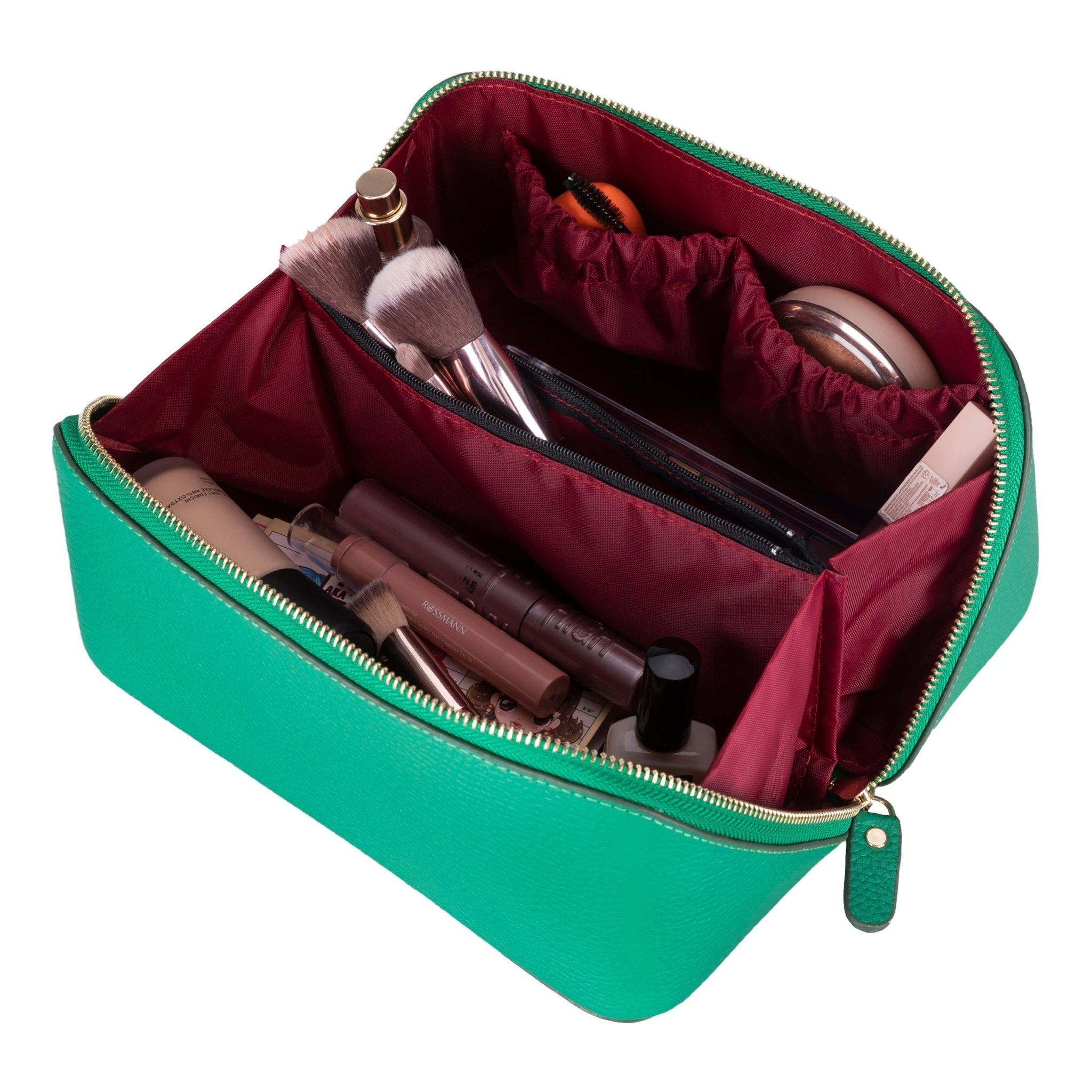 Haines Leather Cosmetic Bag – Stylish & Durable Makeup Bag for Travel - Green - TORONATA