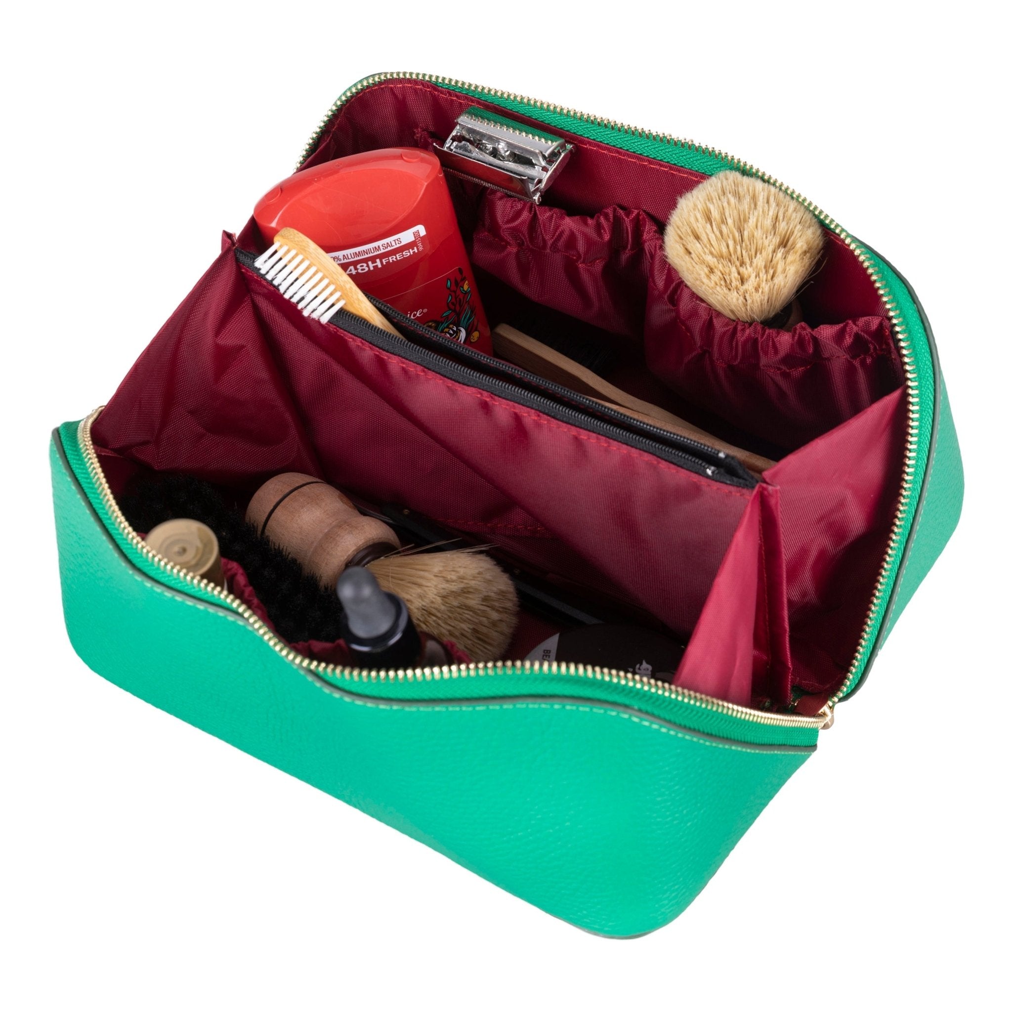 Haines Leather Cosmetic Bag – Stylish & Durable Makeup Bag for Travel - Green - TORONATA