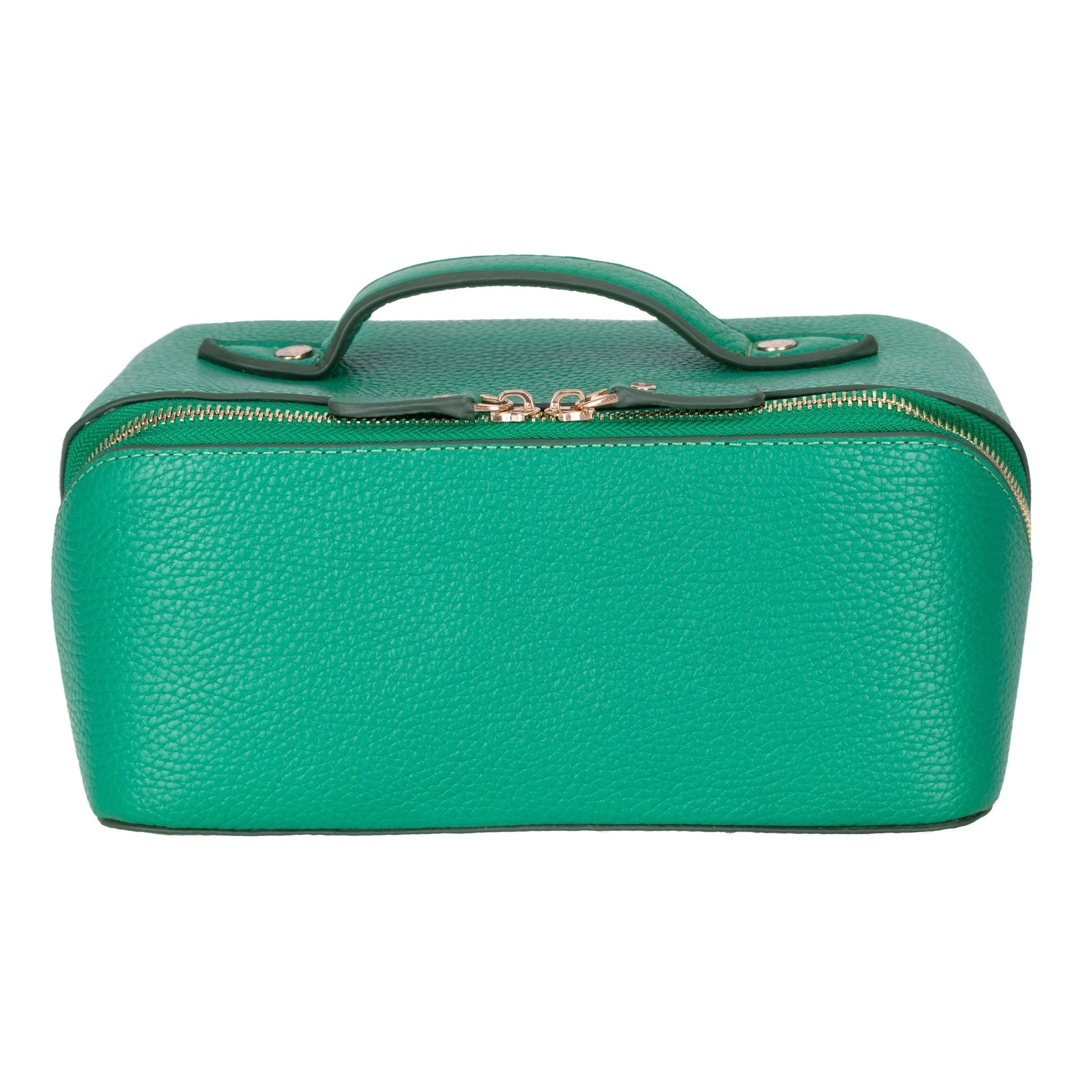 Haines Leather Cosmetic Bag – Stylish & Durable Makeup Bag for Travel - Green - TORONATA