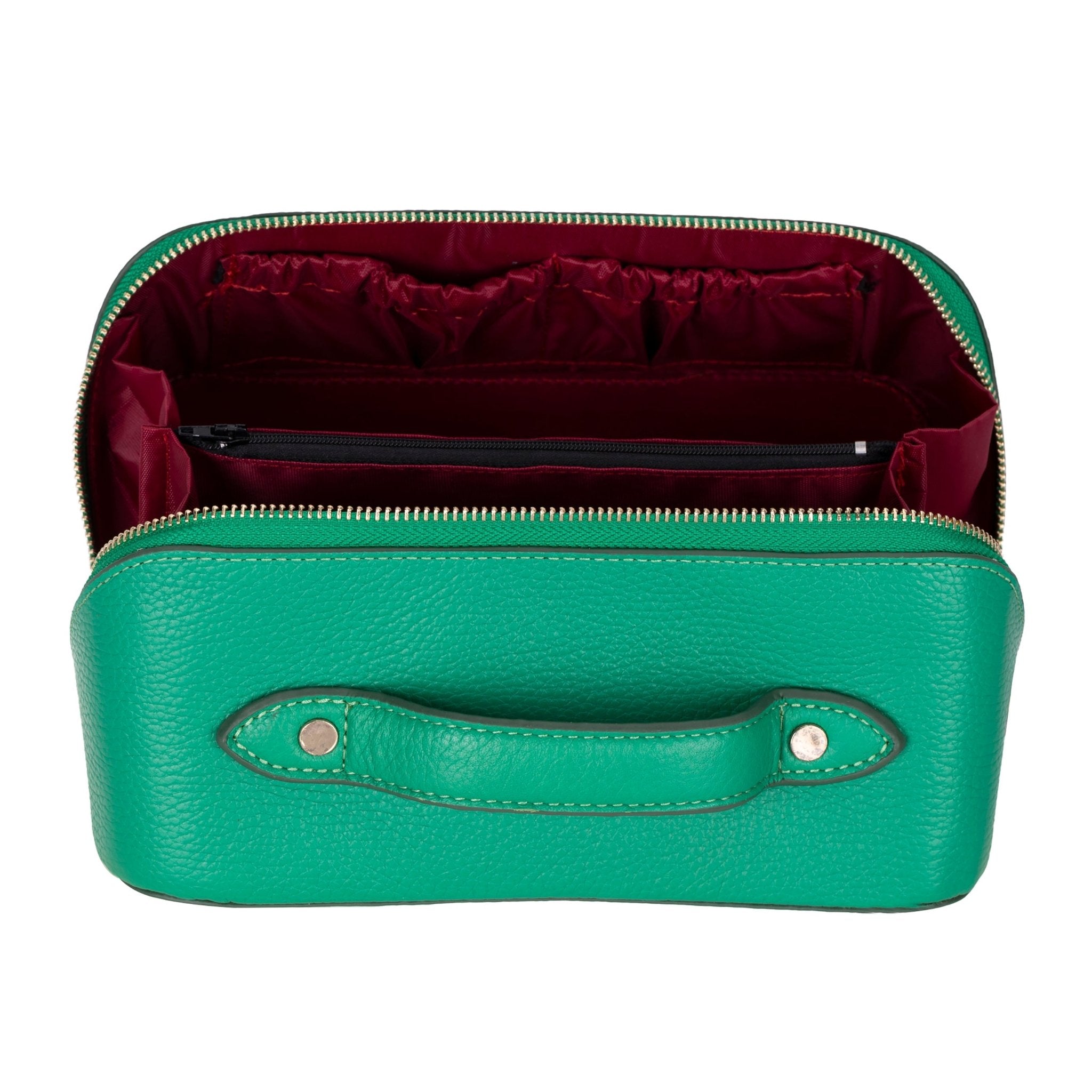 Haines Leather Cosmetic Bag – Stylish & Durable Makeup Bag for Travel - Green - TORONATA