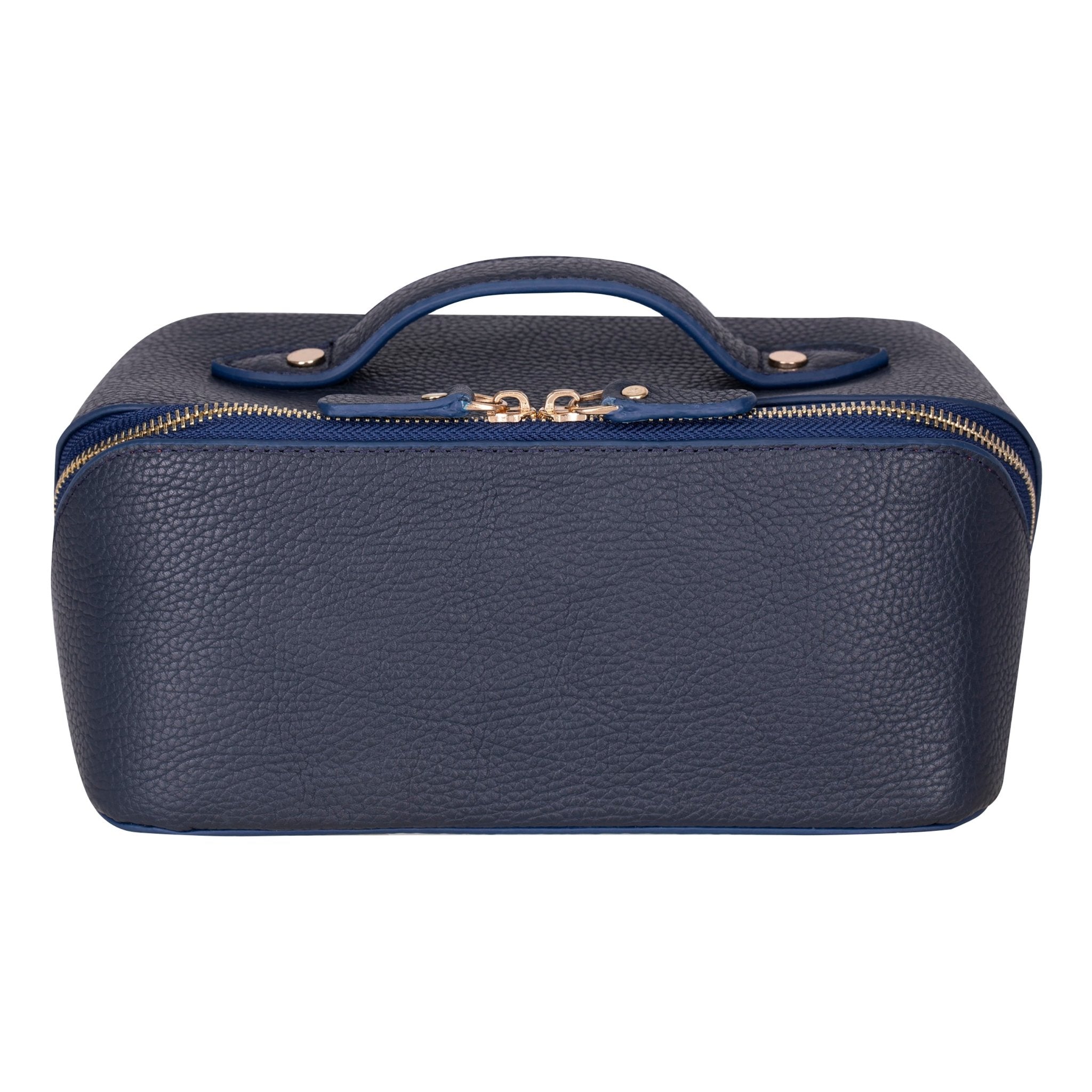 Haines Leather Cosmetic Bag – Stylish & Durable Makeup Bag for Travel - Navy - TORONATA