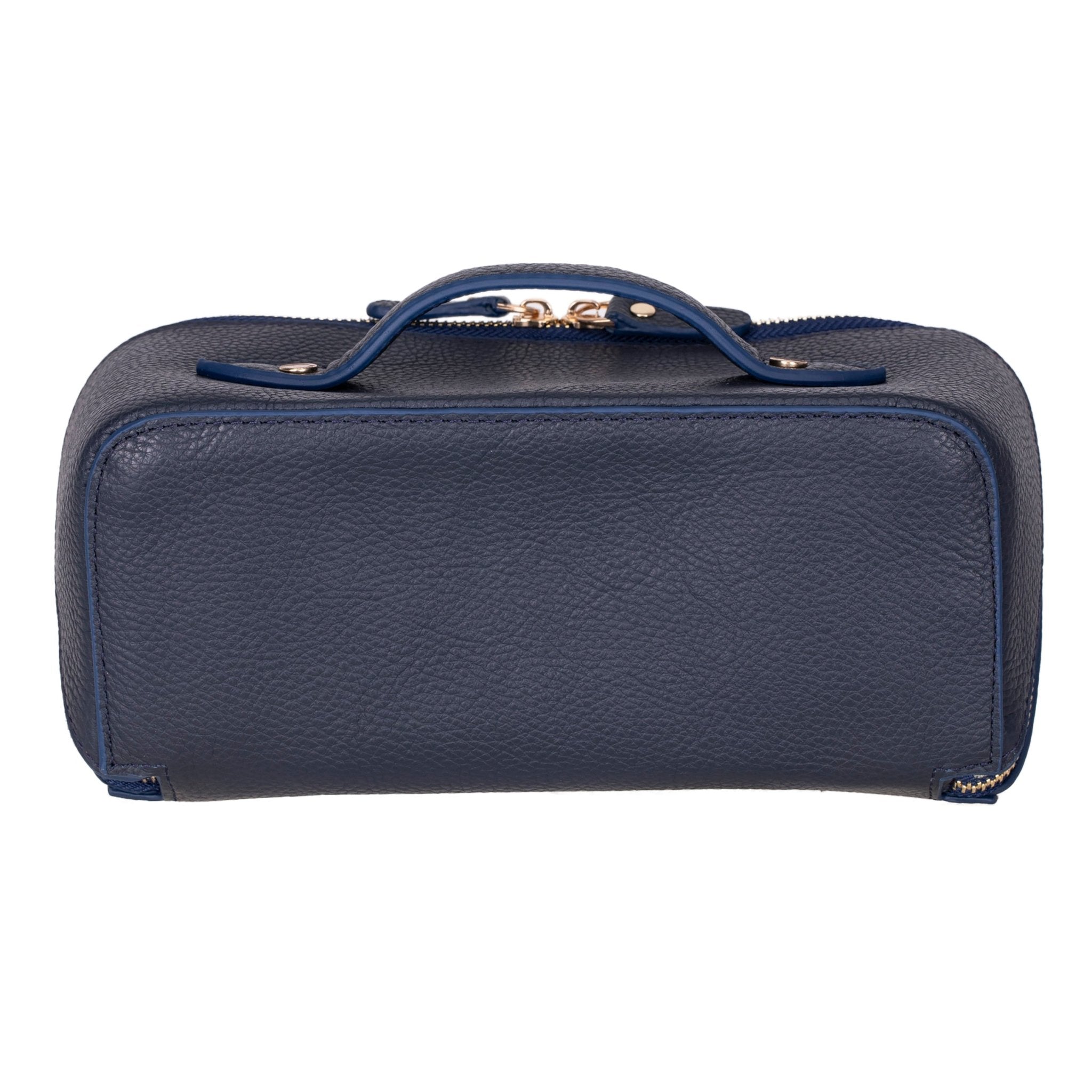 Haines Leather Cosmetic Bag – Stylish & Durable Makeup Bag for Travel - Navy - TORONATA