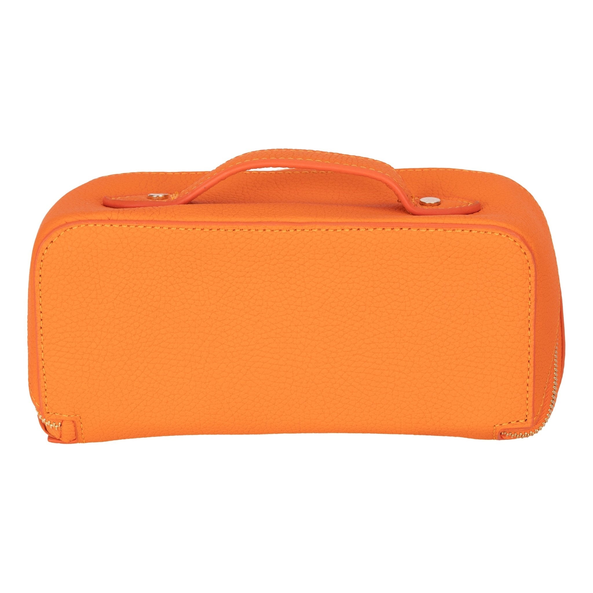 Haines Leather Cosmetic Bag – Stylish & Durable Makeup Bag for Travel - Orange - TORONATA