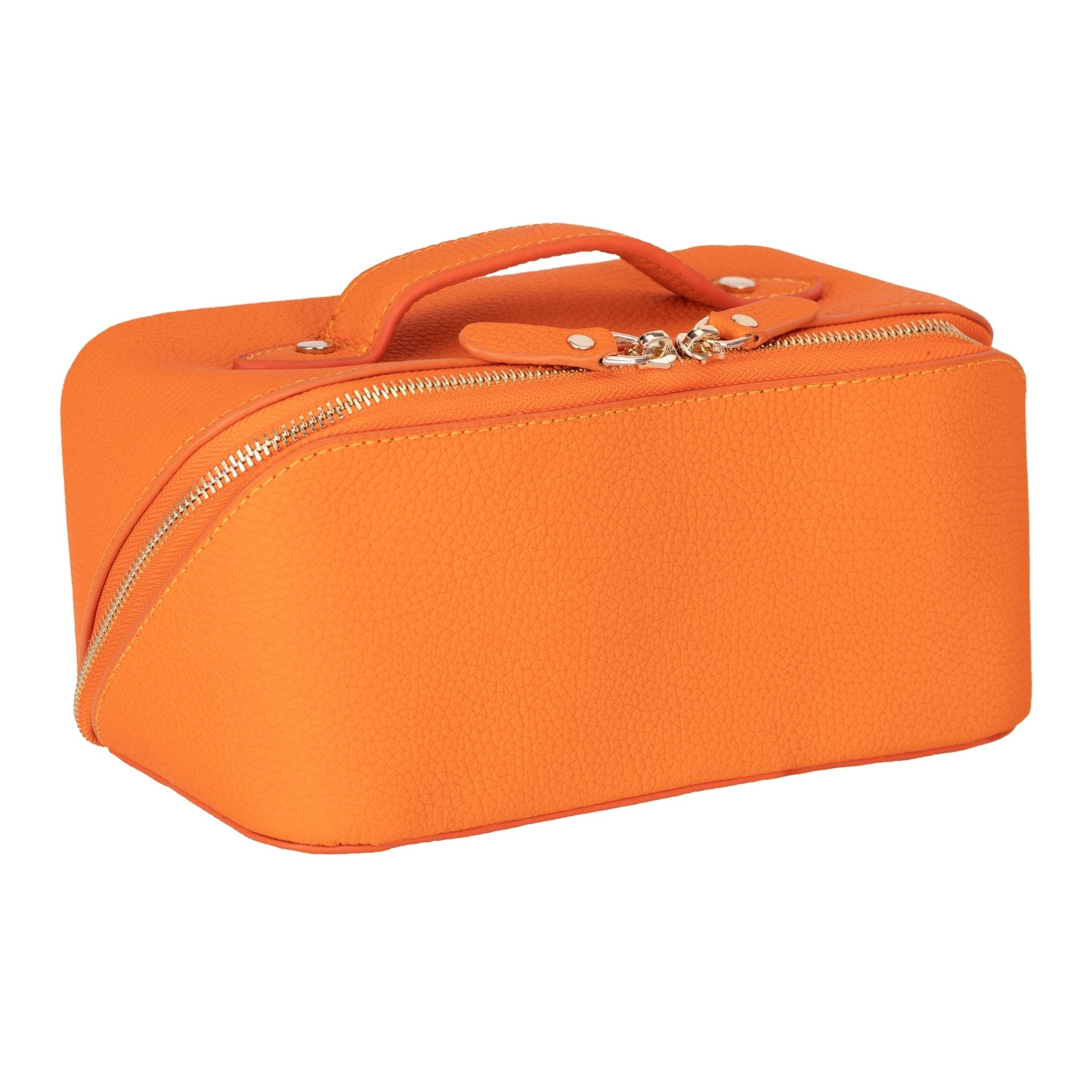 Haines Leather Cosmetic Bag – Stylish & Durable Makeup Bag for Travel - Orange - TORONATA