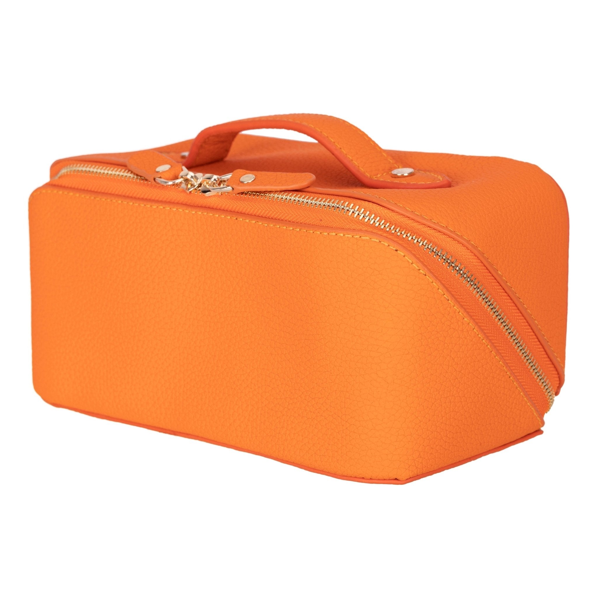 Haines Leather Cosmetic Bag – Stylish & Durable Makeup Bag for Travel - Orange - TORONATA