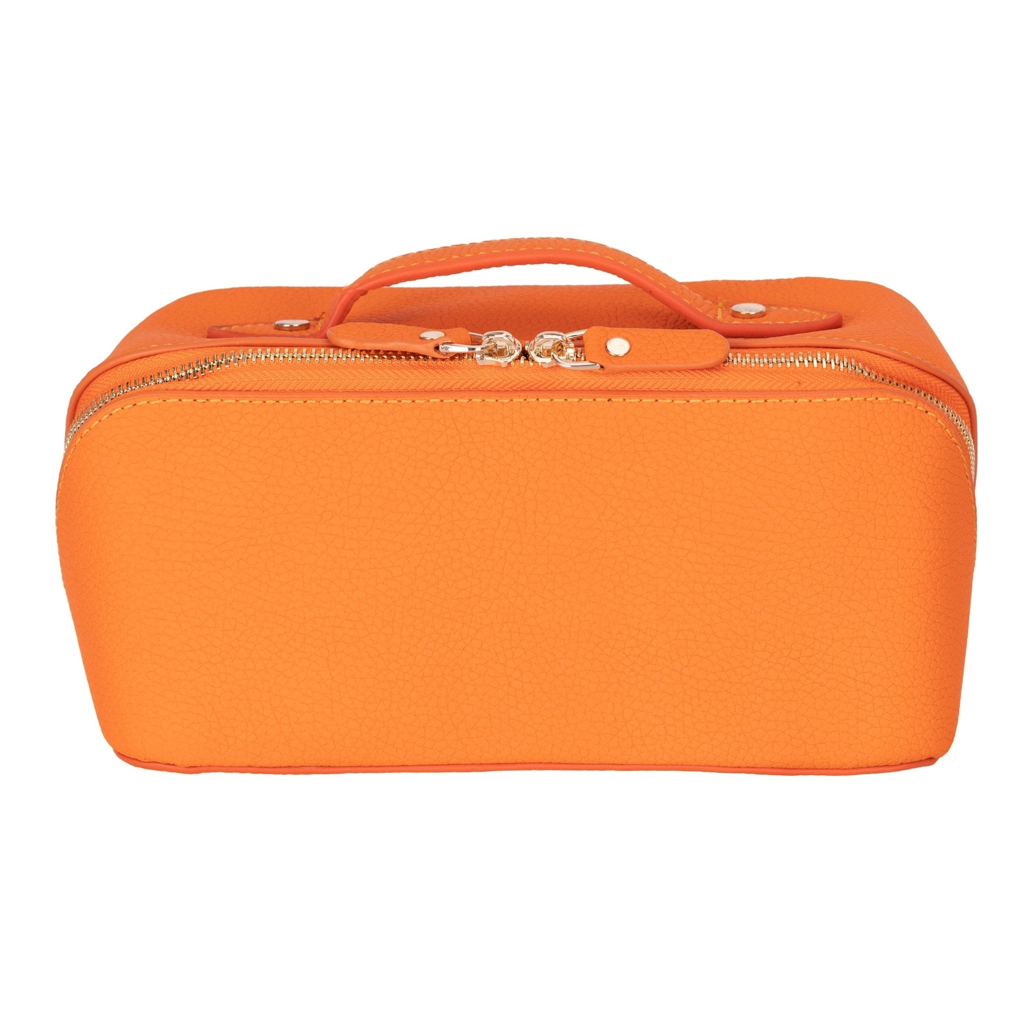 Haines Leather Cosmetic Bag – Stylish & Durable Makeup Bag for Travel - Orange - TORONATA