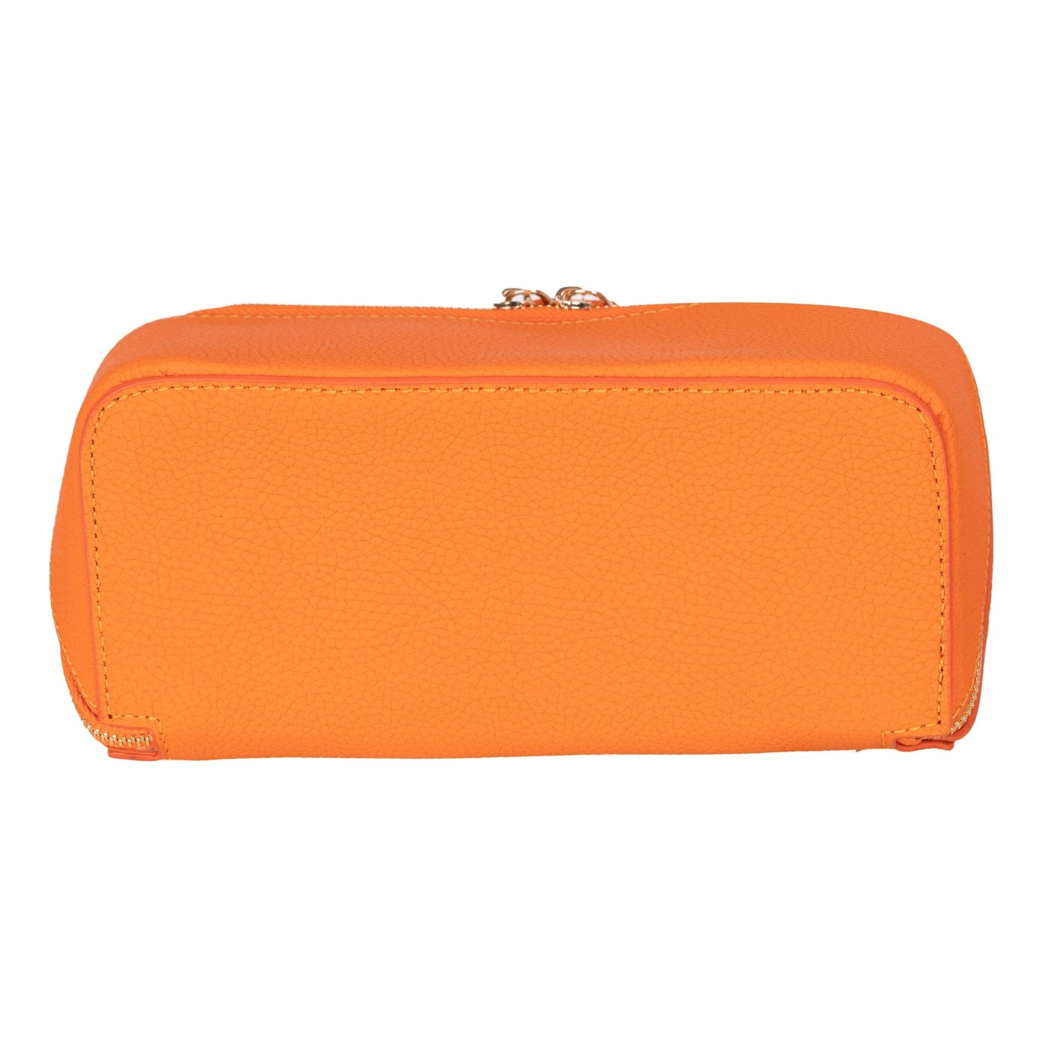 Haines Leather Cosmetic Bag – Stylish & Durable Makeup Bag for Travel - Orange - TORONATA