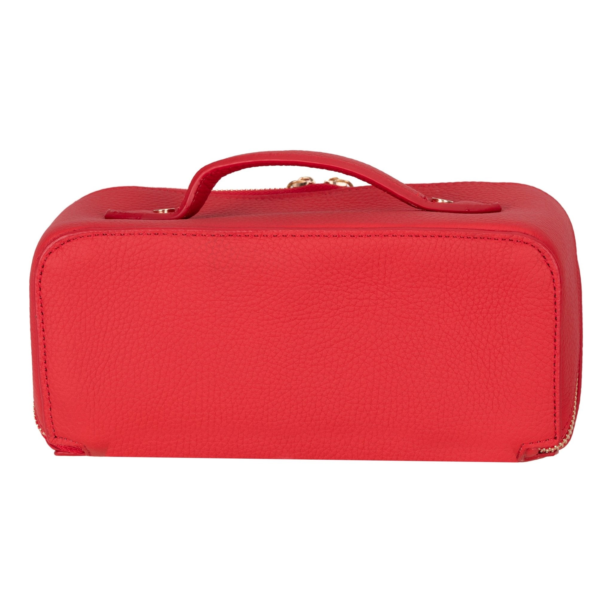 Haines Leather Cosmetic Bag – Stylish & Durable Makeup Bag for Travel - Red - TORONATA