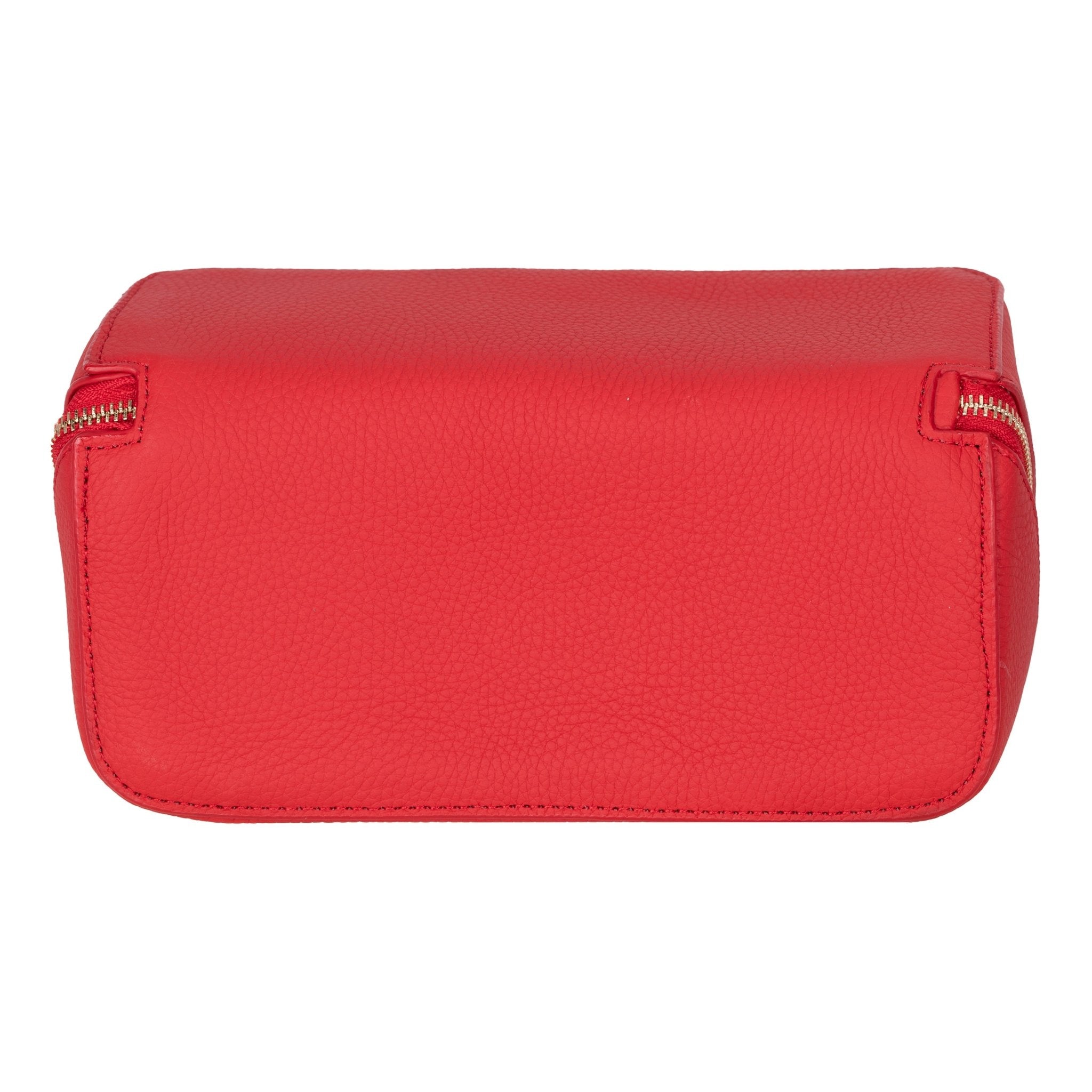 Haines Leather Cosmetic Bag – Stylish & Durable Makeup Bag for Travel - Red - TORONATA