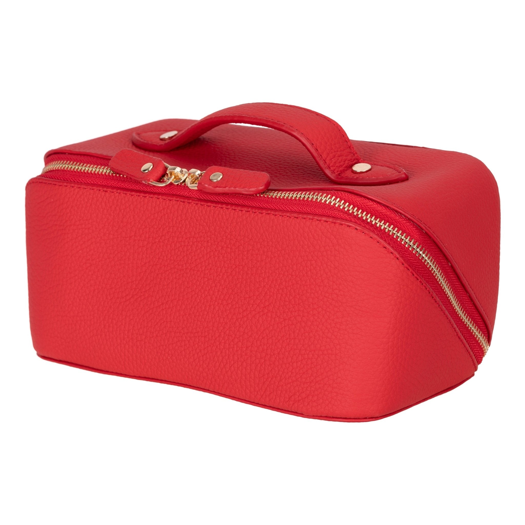 Haines Leather Cosmetic Bag – Stylish & Durable Makeup Bag for Travel - Red - TORONATA