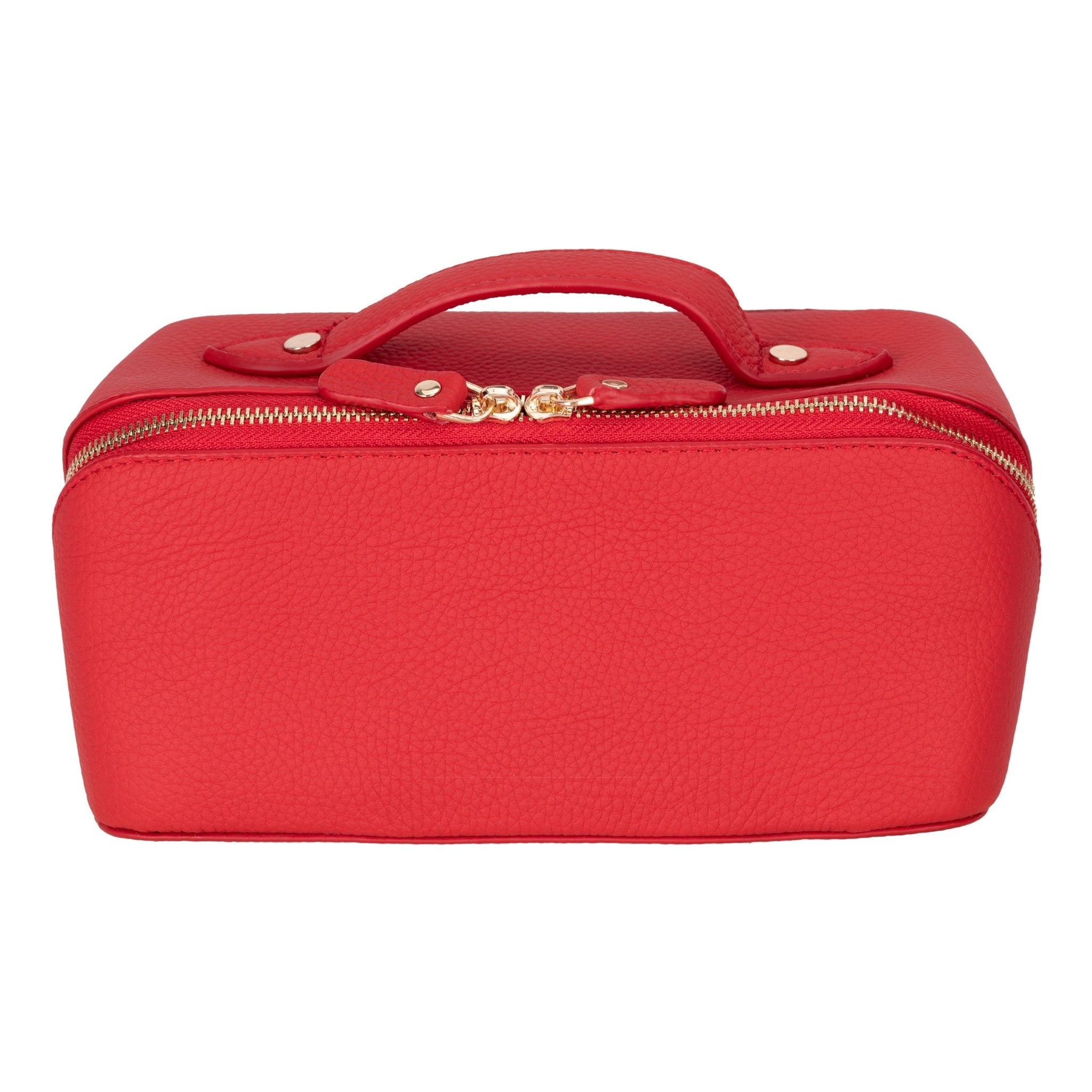 Haines Leather Cosmetic Bag – Stylish & Durable Makeup Bag for Travel - Red - TORONATA