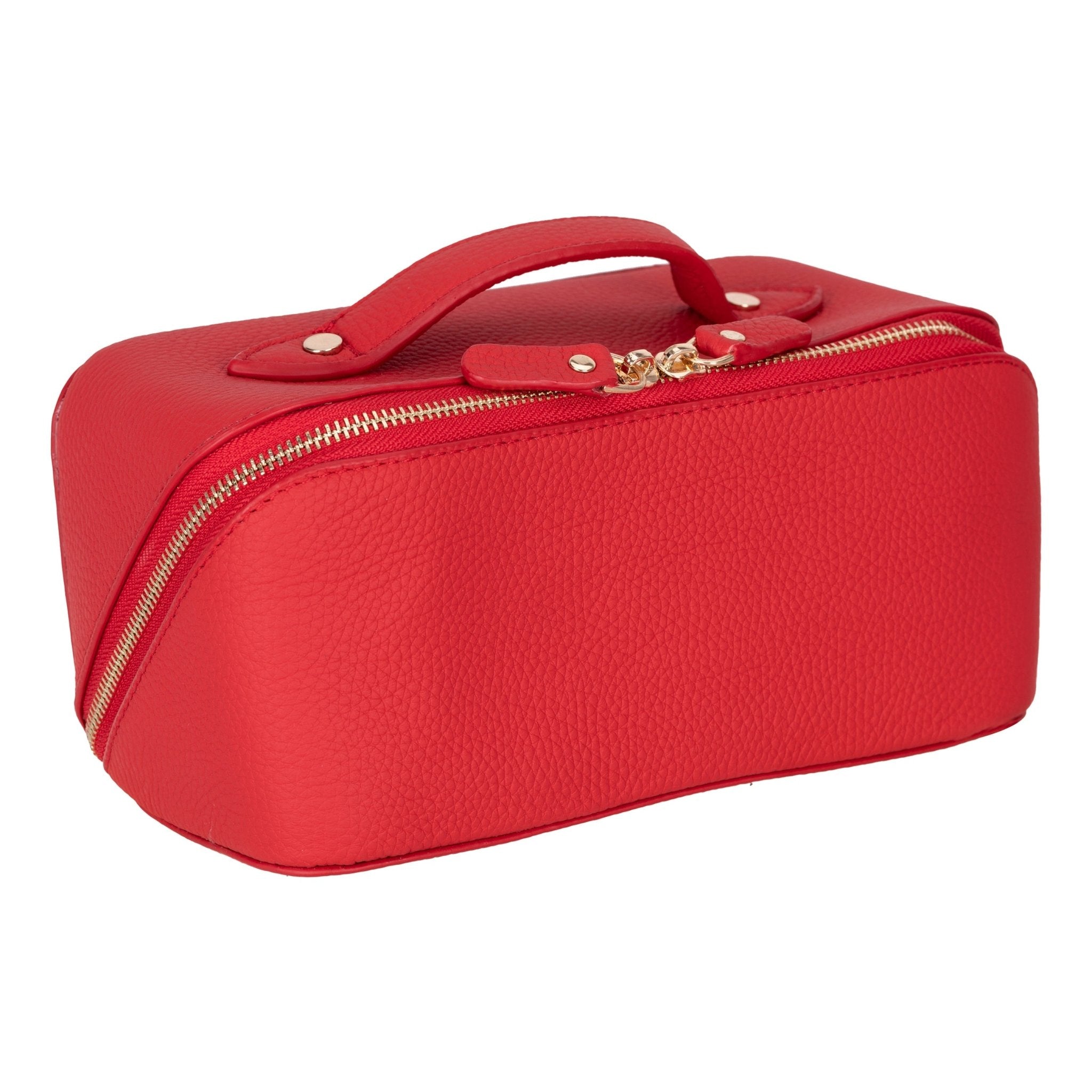 Haines Leather Cosmetic Bag – Stylish & Durable Makeup Bag for Travel - Red - TORONATA