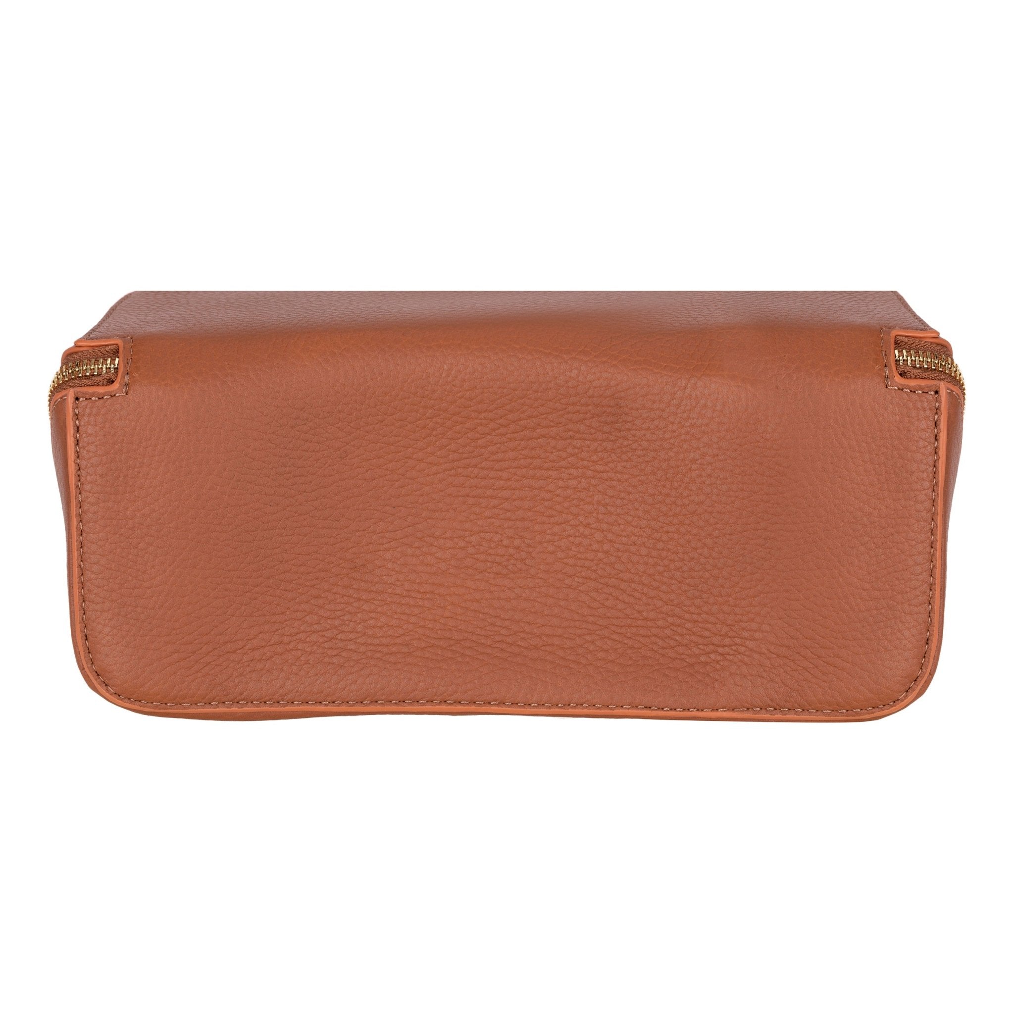 Haines Leather Cosmetic Bag – Stylish & Durable Makeup Bag for Travel - Sandy Tan - TORONATA