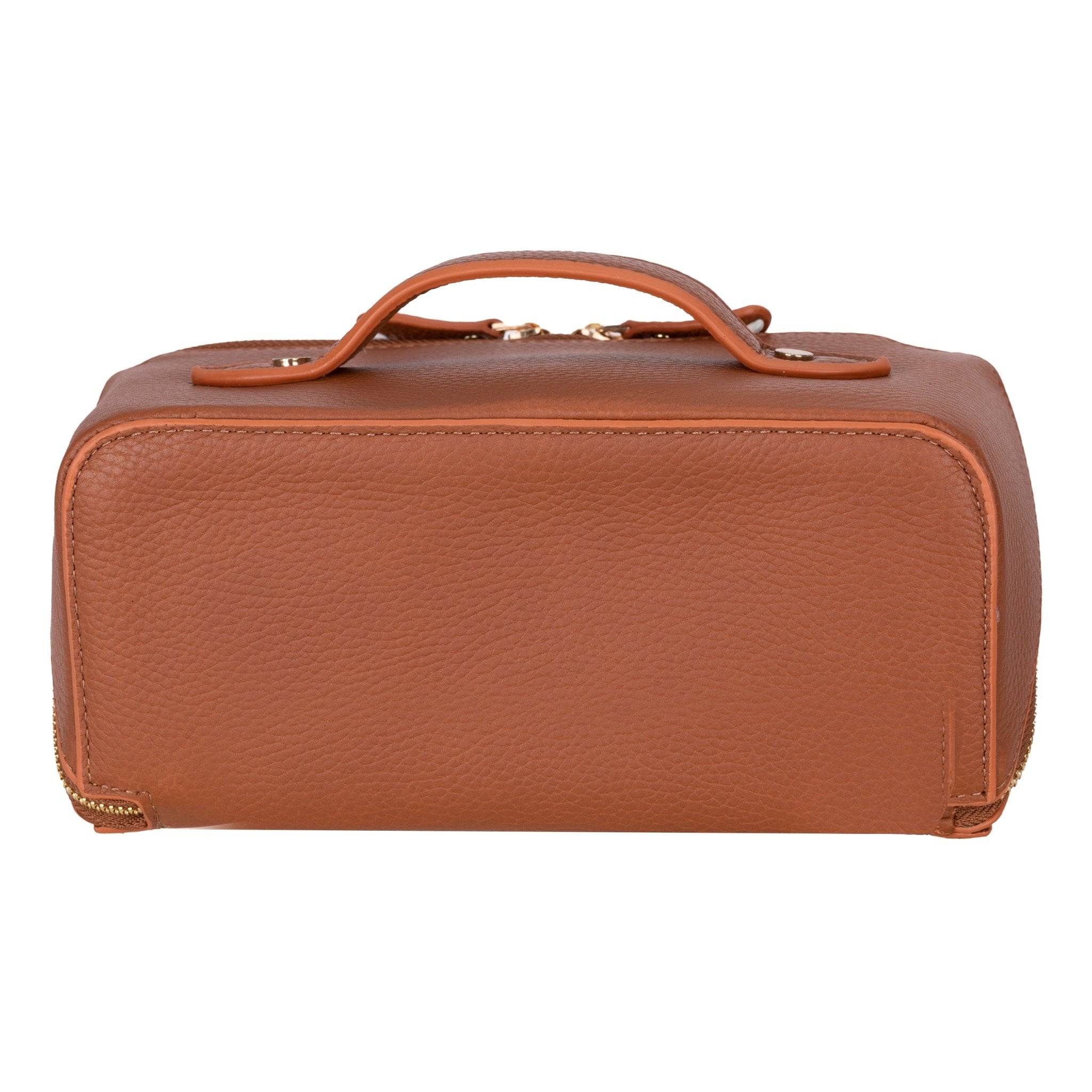 Haines Leather Cosmetic Bag – Stylish & Durable Makeup Bag for Travel - Sandy Tan - TORONATA