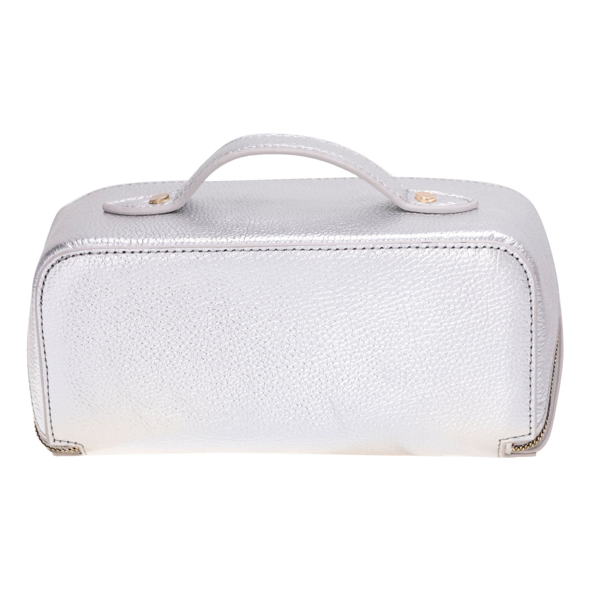 Haines Leather Cosmetic Bag – Stylish & Durable Makeup Bag for Travel - Silver - TORONATA