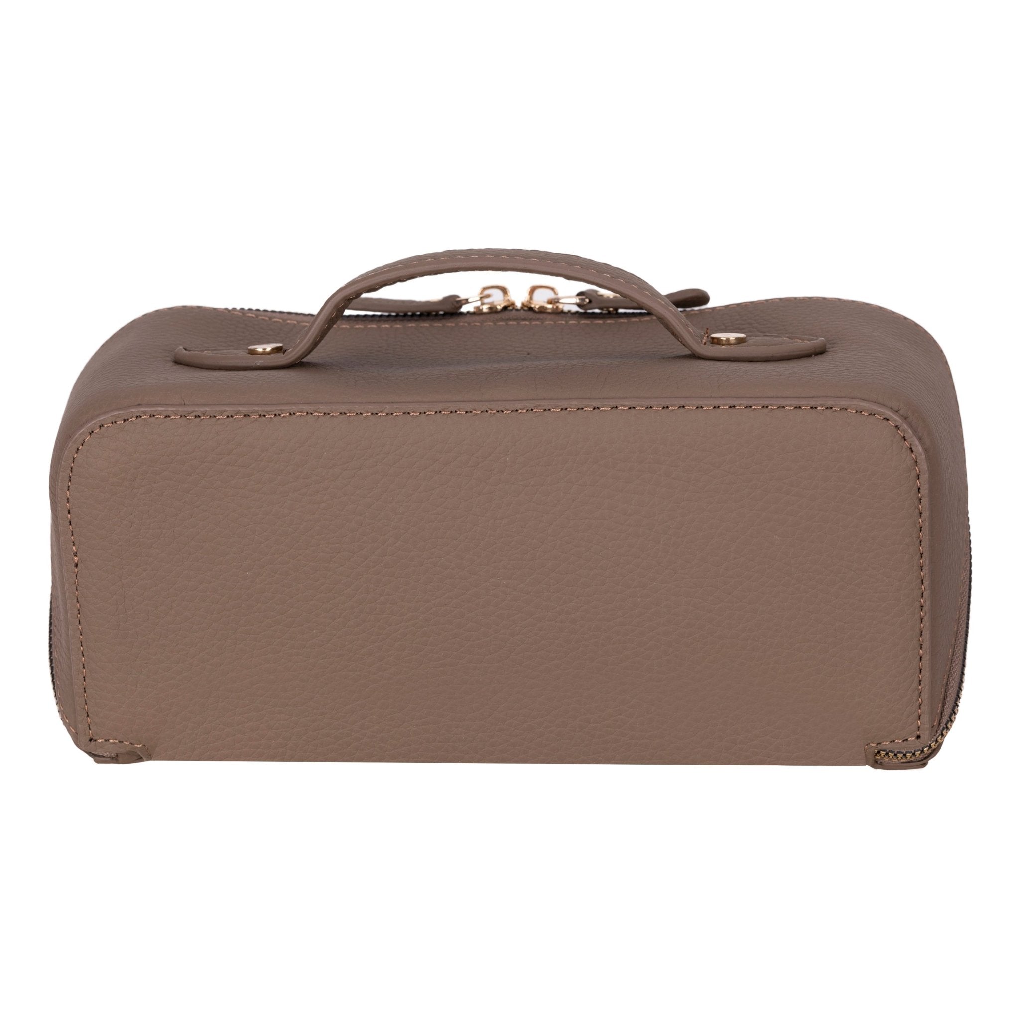 Haines Leather Cosmetic Bag – Stylish & Durable Makeup Bag for Travel - Taupe - TORONATA