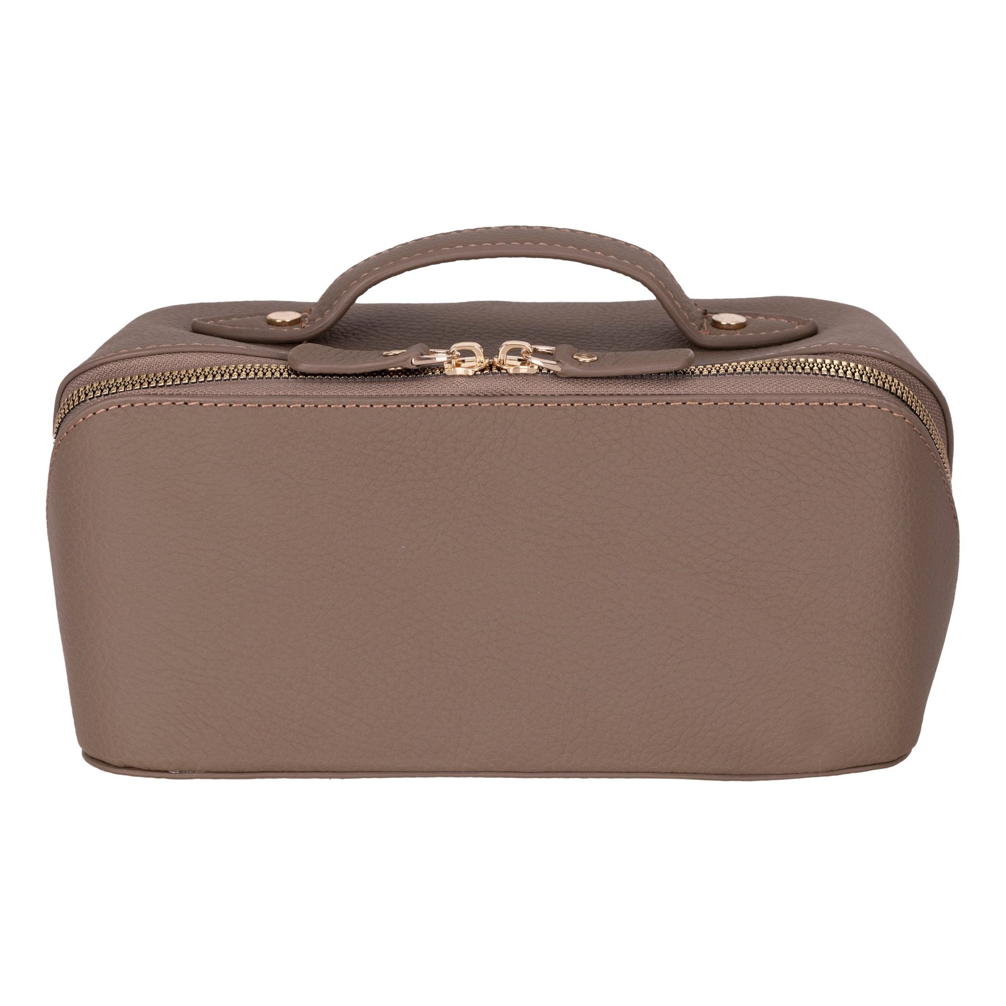 Haines Leather Cosmetic Bag – Stylish & Durable Makeup Bag for Travel - Taupe - TORONATA