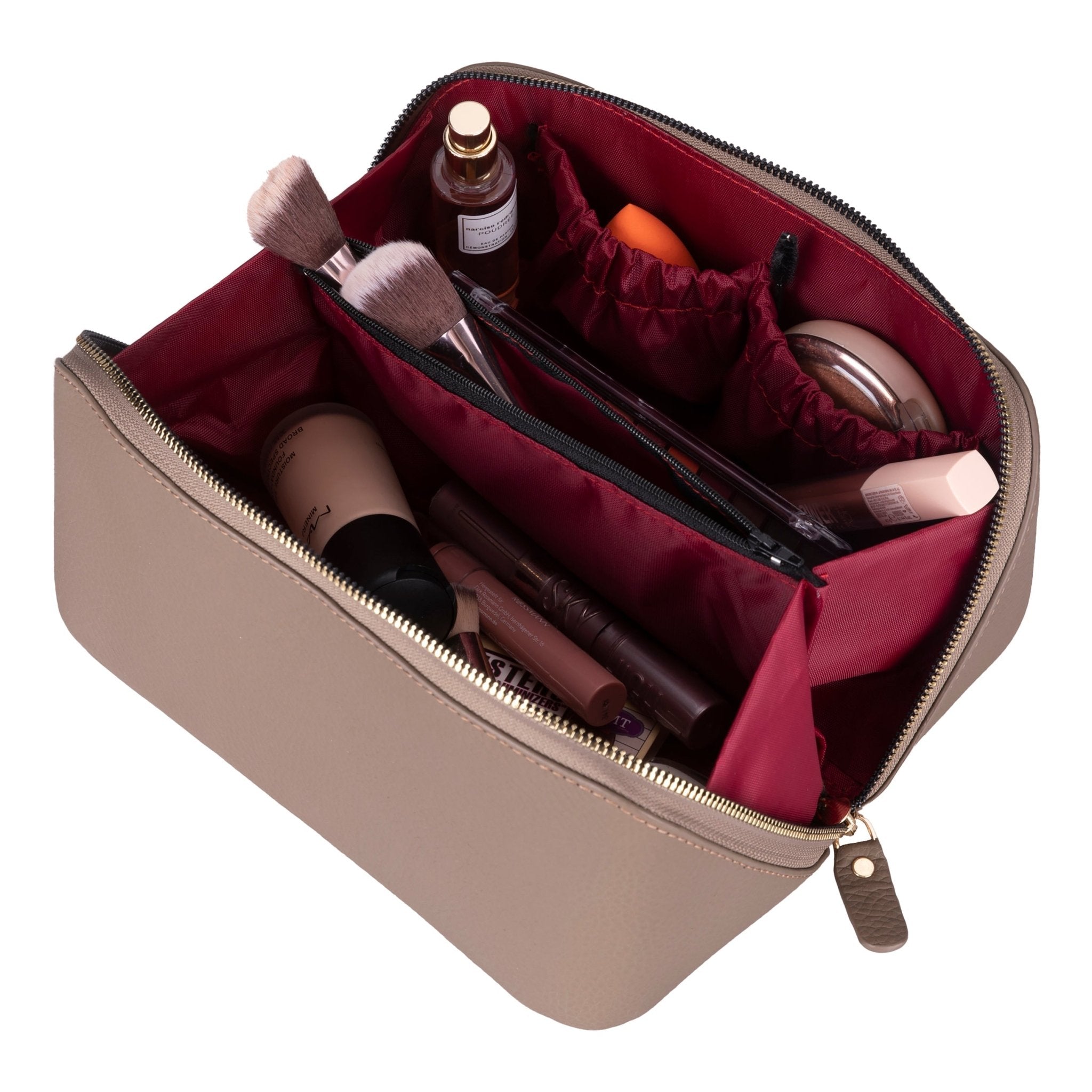 Haines Leather Cosmetic Bag – Stylish & Durable Makeup Bag for Travel - Taupe - TORONATA