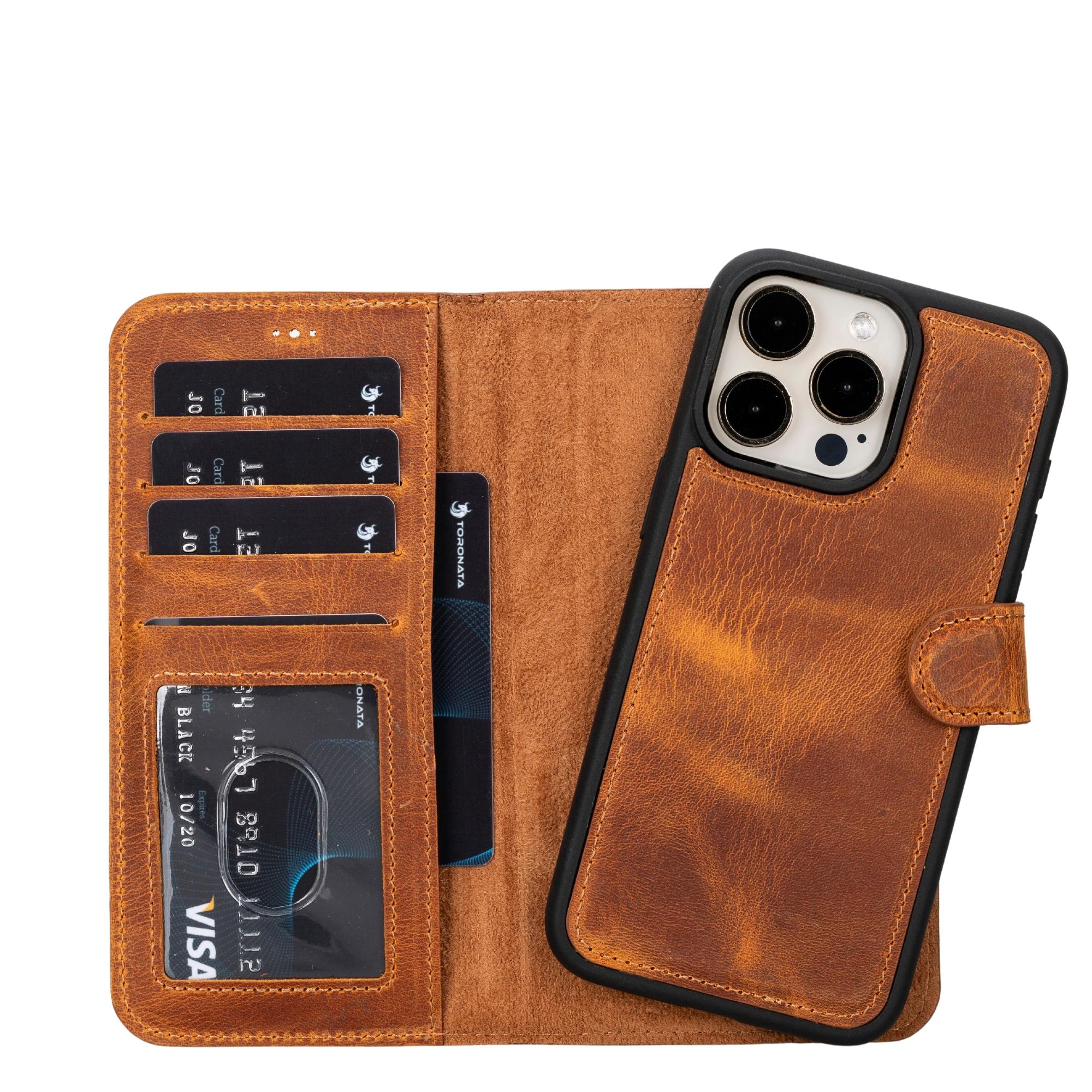 Toronata Casper Leather Detachable Wallet for iPhone 15 iPhone 15 Pro Max / Dark Brown