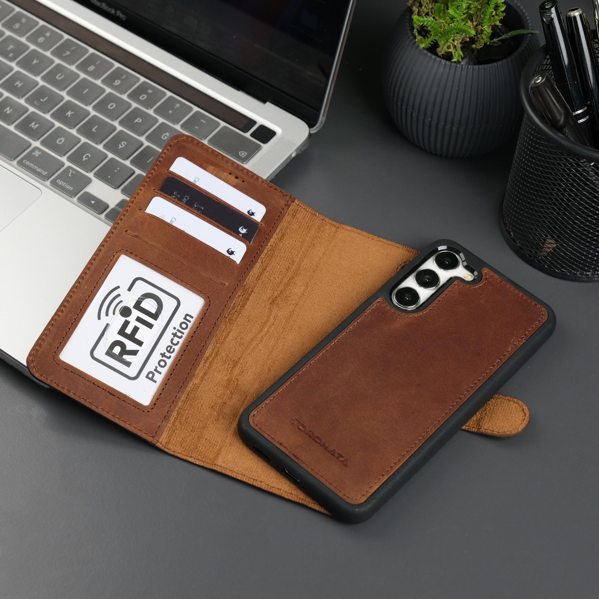 Leather Samsung Galaxy S25 Plus Wallet Case | Buffalo ( Pre - Sale ) - Antic Brown - TORONATA