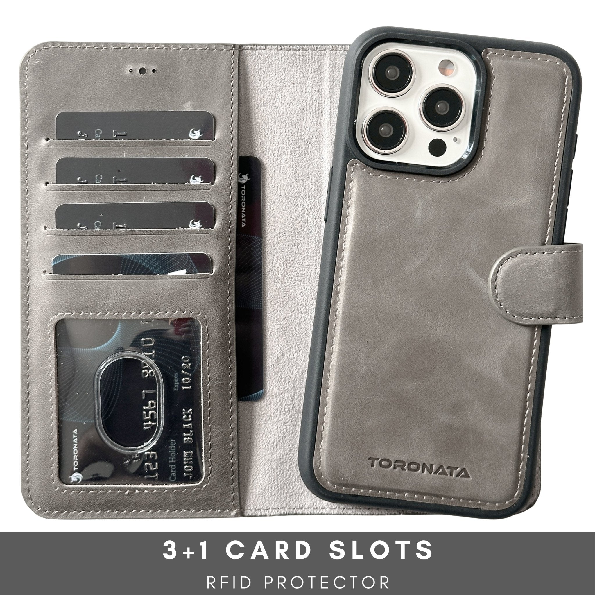 Vegas iPhone 15 Plus Wallet Case | MagSafe-Grey---TORONATA