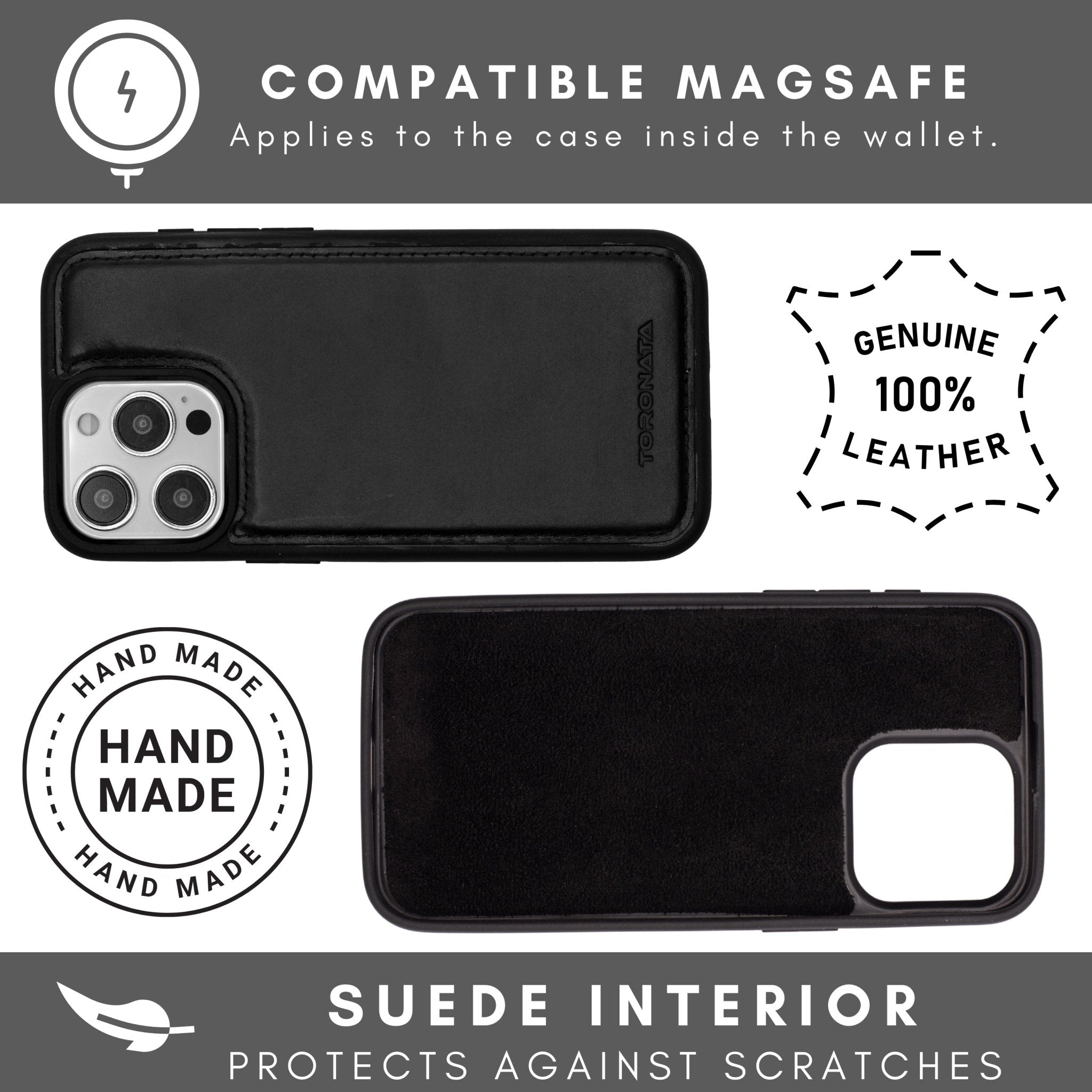 Vegas iPhone 15 Pro Max Wallet Case | MagSafe-Black---TORONATA