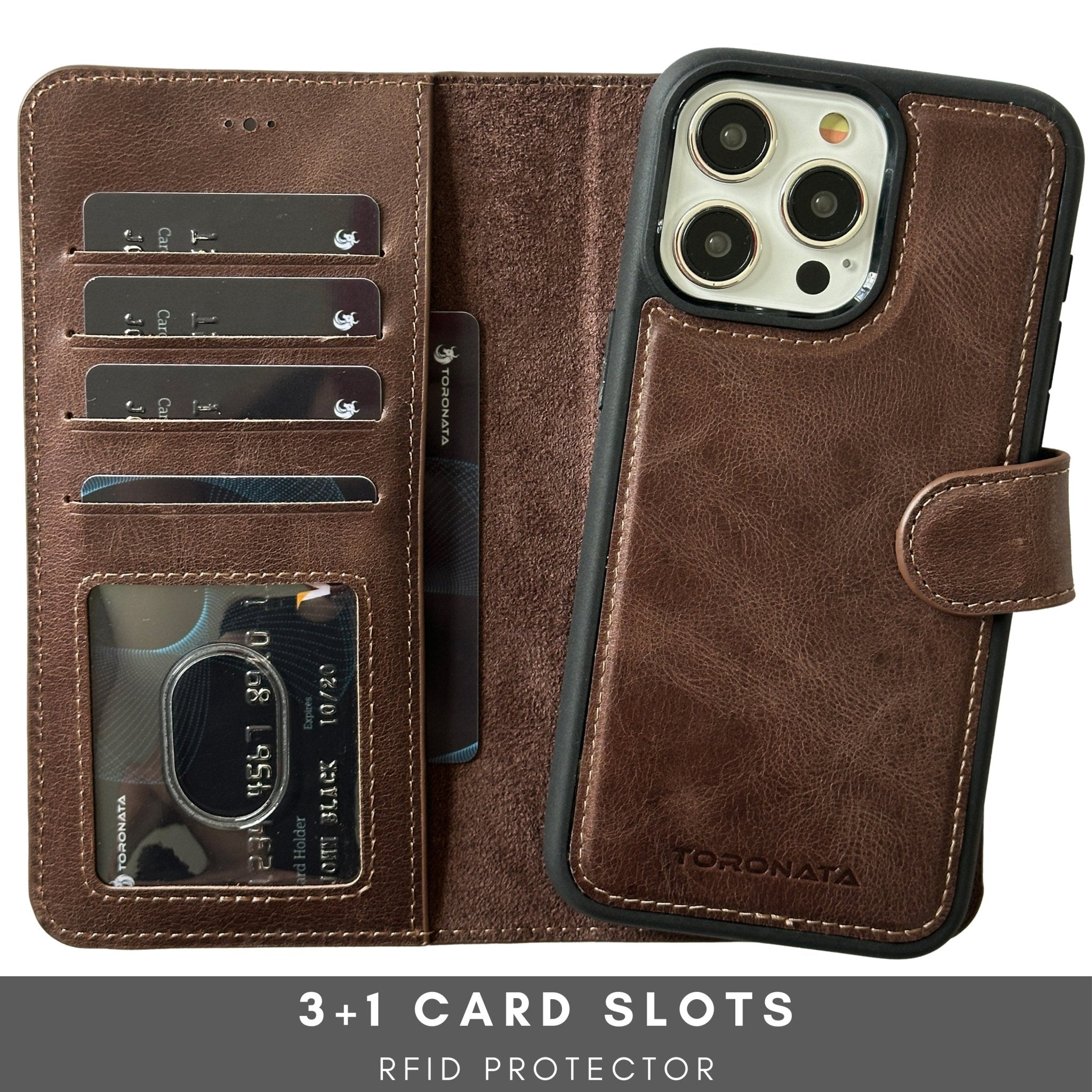 Vegas iPhone 15 Pro Max Wallet Case | MagSafe-Dark Brown---TORONATA