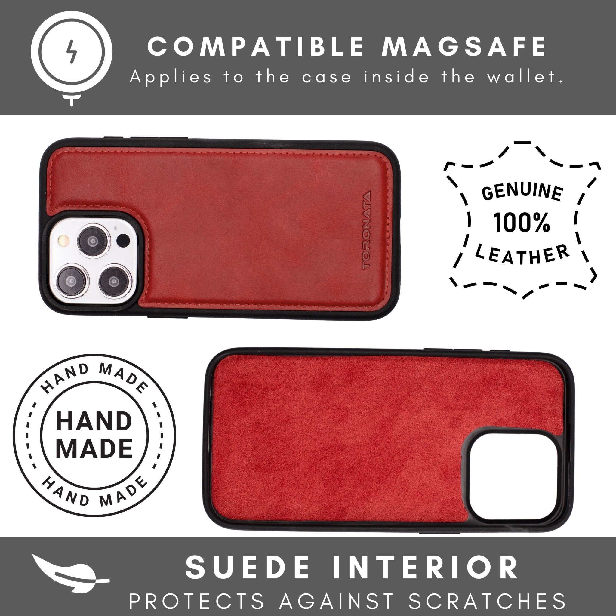 Vegas iPhone 15 Pro Max Wallet Case | MagSafe-Red---TORONATA