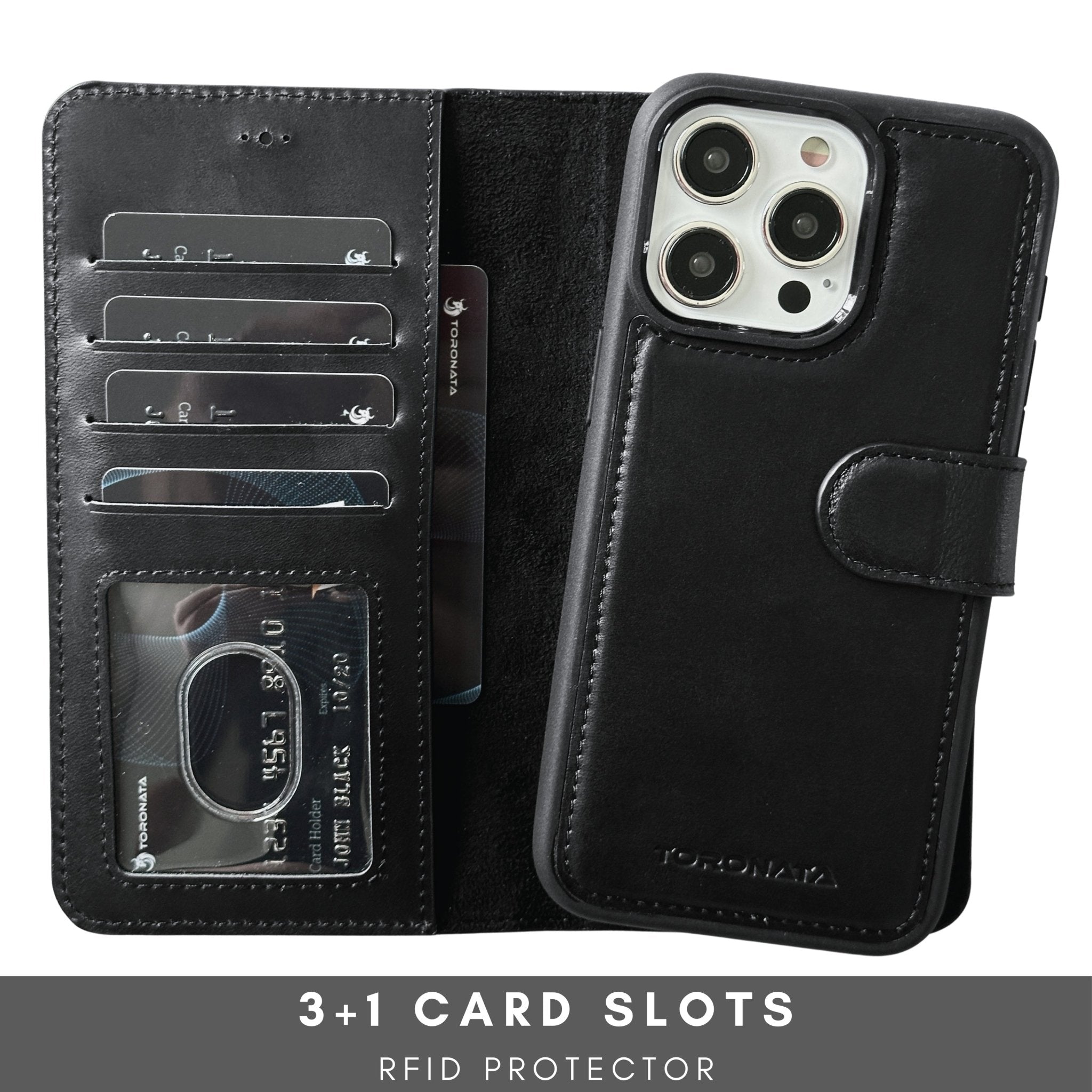 Vegas iPhone 15 Wallet Case | MagSafe-Black---TORONATA