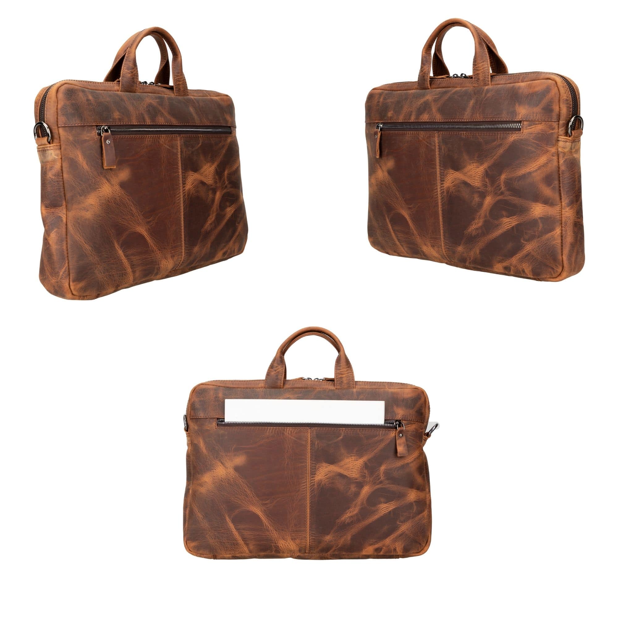 afton macbook leather sleeve and bag - 14 ınches - antic brown - toronata