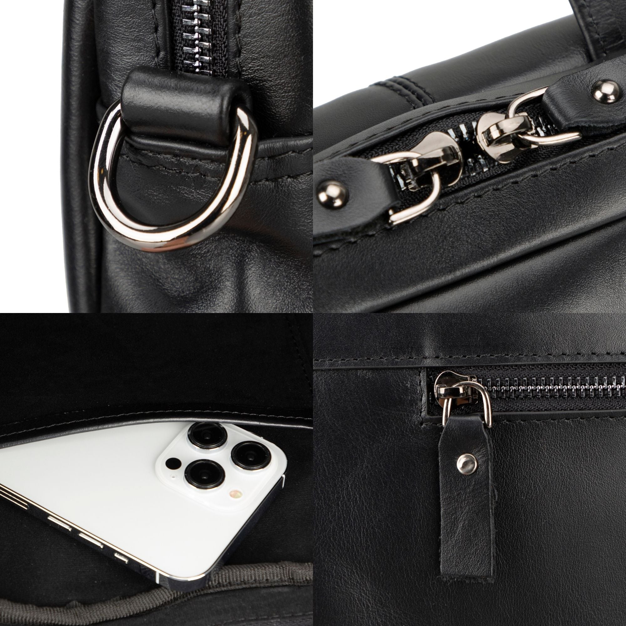 afton macbook leather sleeve and bag - 14 ınches - black - toronata