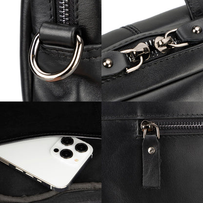 afton macbook leather sleeve and bag - 14 ınches - black - toronata