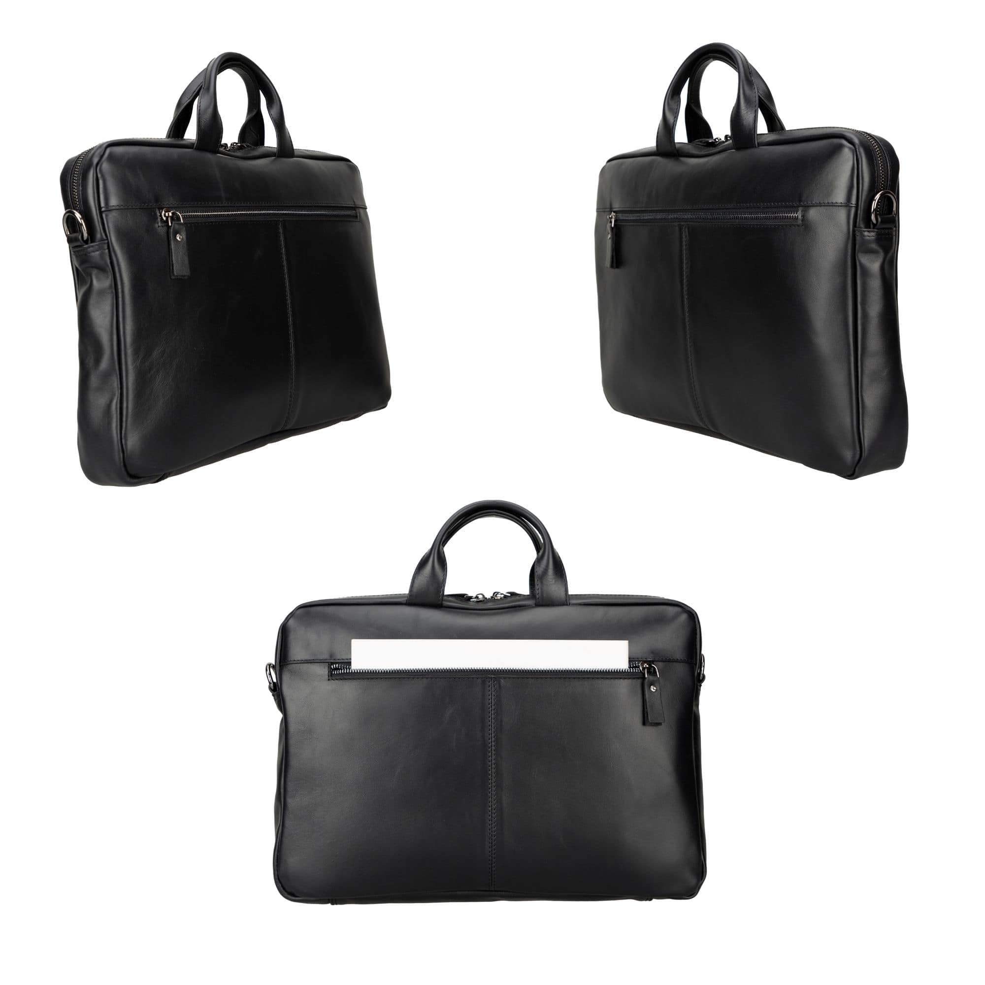 afton macbook leather sleeve and bag - 14 ınches - black - toronata