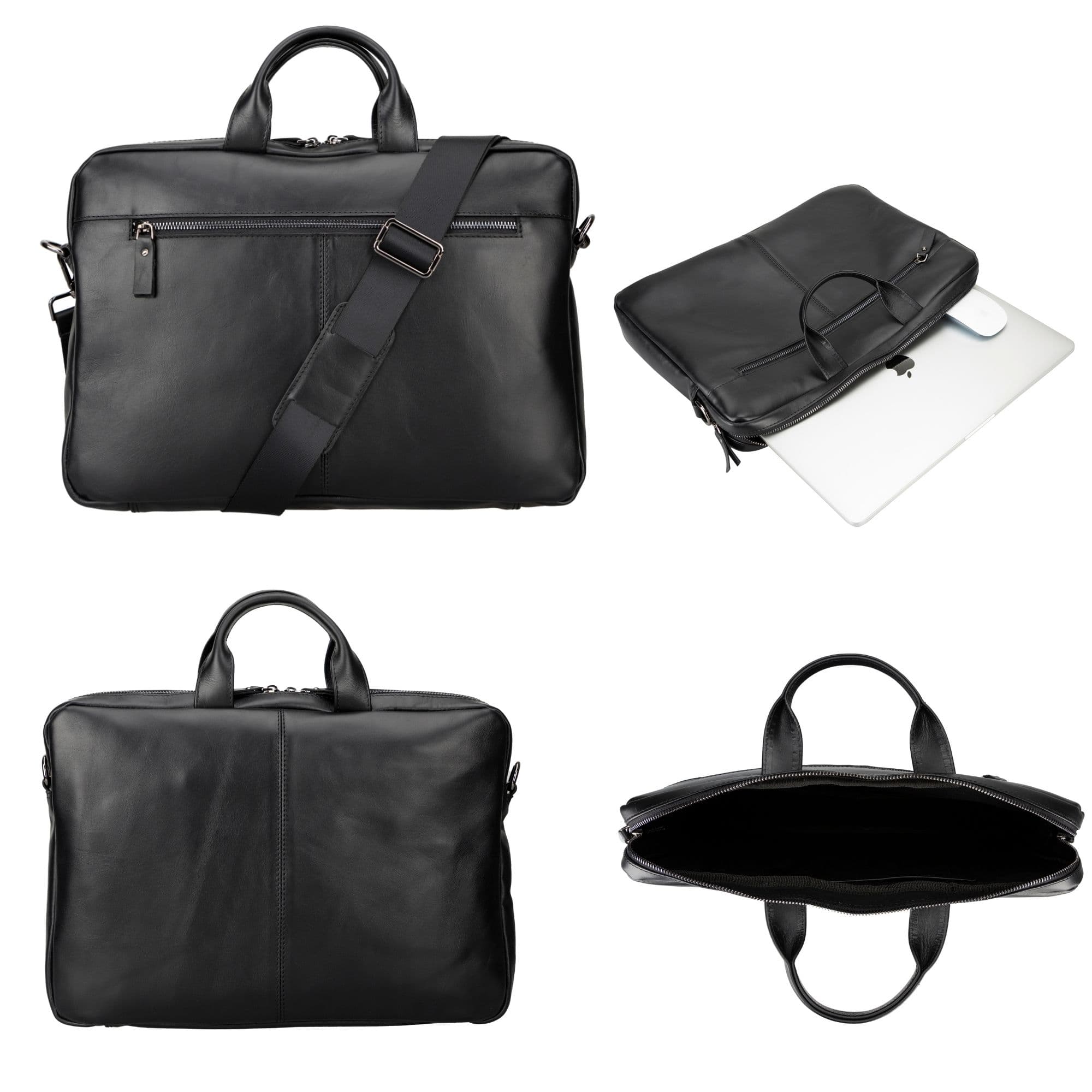 afton macbook leather sleeve and bag - 14 ınches - black - toronata