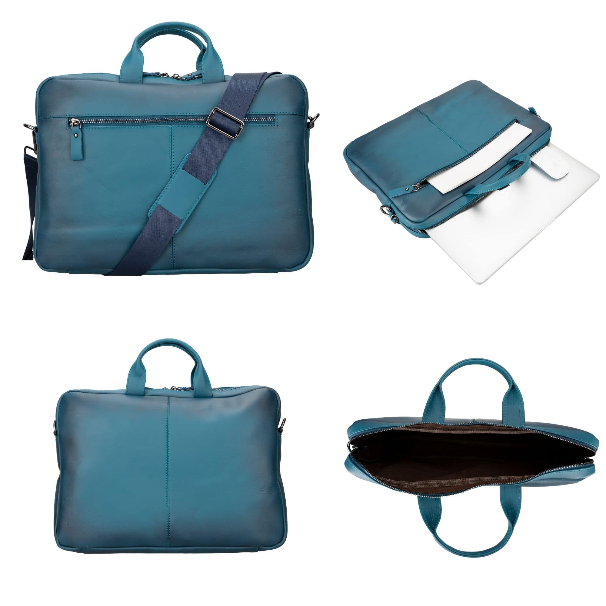 n macbook leather sleeve and bag - 14 ınches - blue - toronata